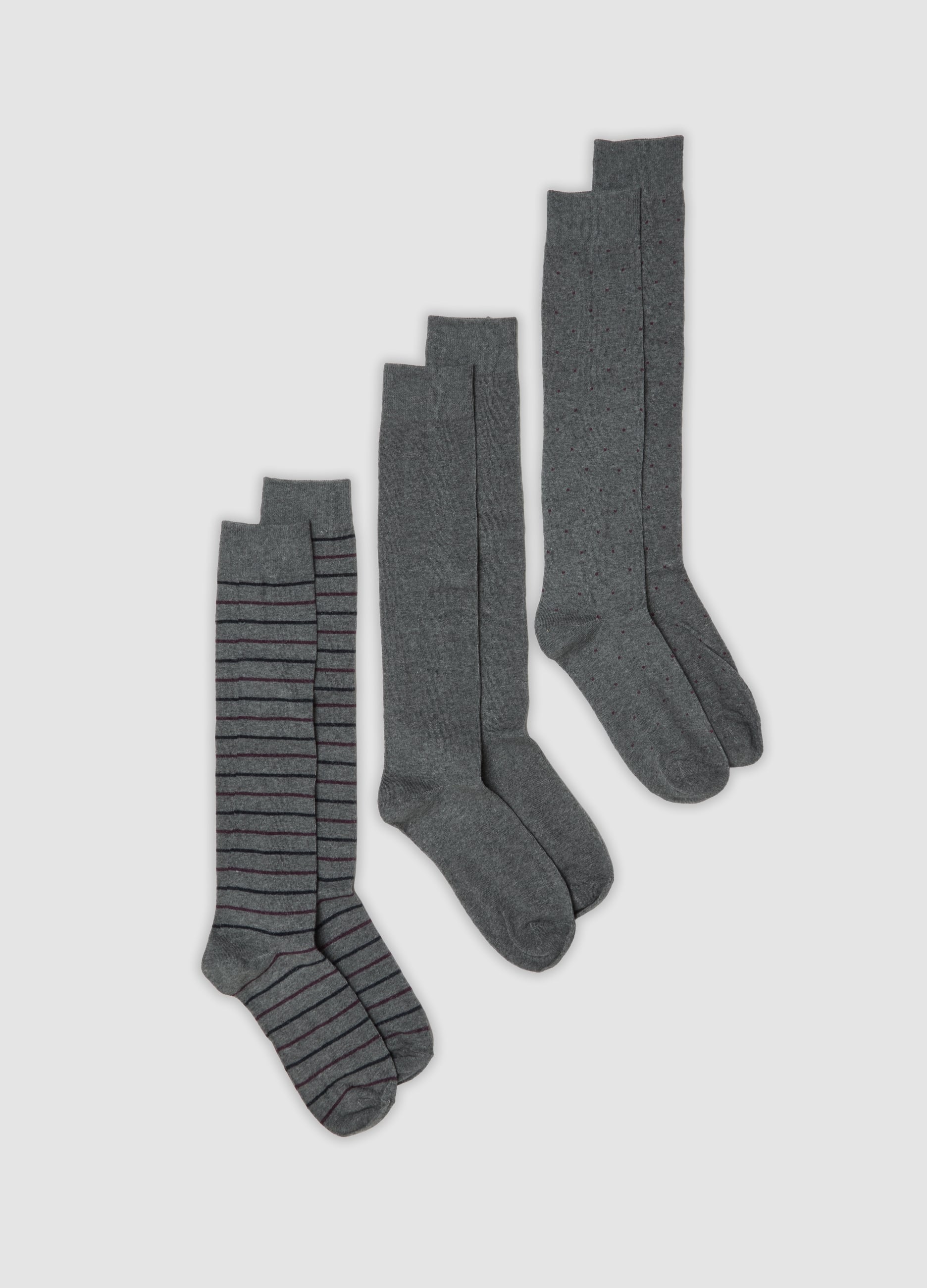 OVS, Tripack Di Calze Lunghe Grigie In Cotone Organico Elasticizzato, Uomo, Grigio, Taglia: 43-46