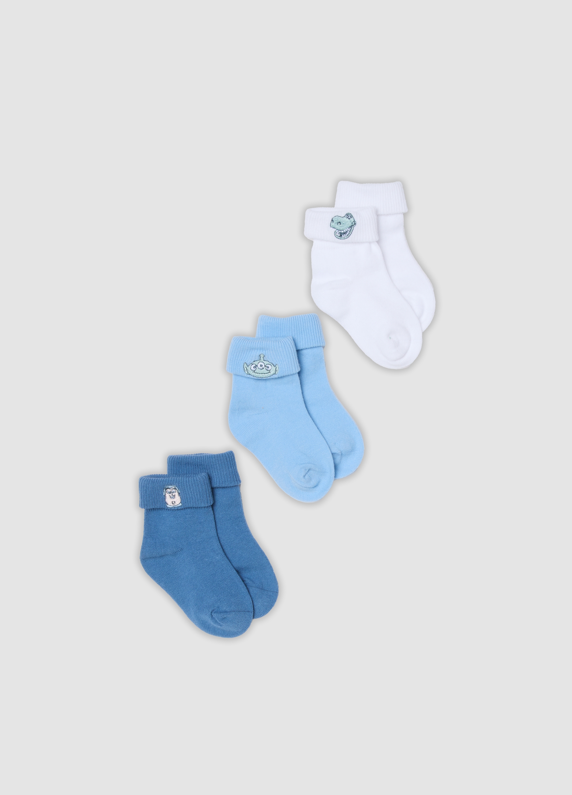 FAGOTTINO, Tripack Di Calze Corte In Misto Cotone Organico Con Ricami Toy Story Per Bimbo, Bambino, Multicolor, Taglia: 18-24