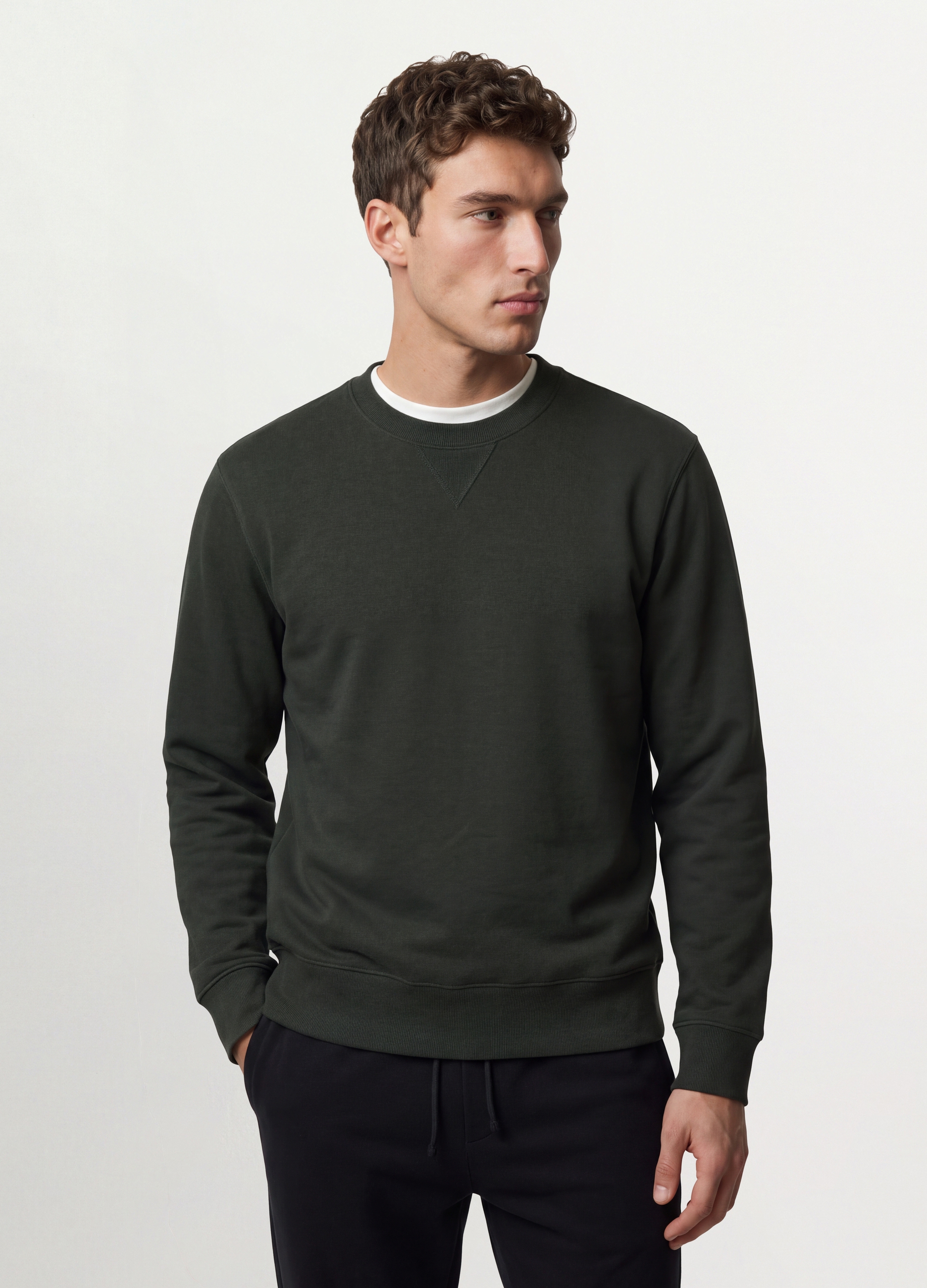OVS, Felpa Nera Girocollo In Misto Cotone Regular Fit, Uomo, Nero, Taglia: L