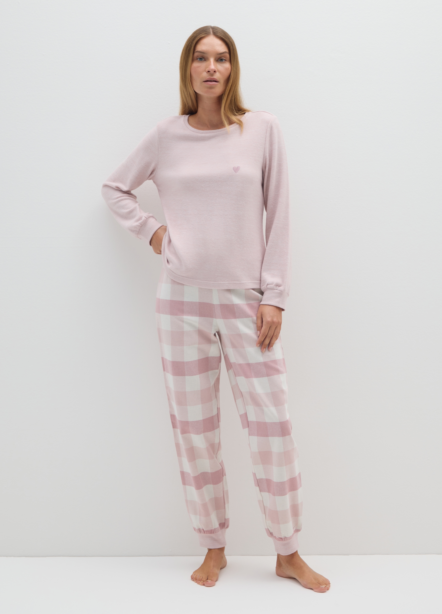 OVS, Pijama De Cuadros Multicolor Regular Fit, Mujer, Pink/White, Talla: S