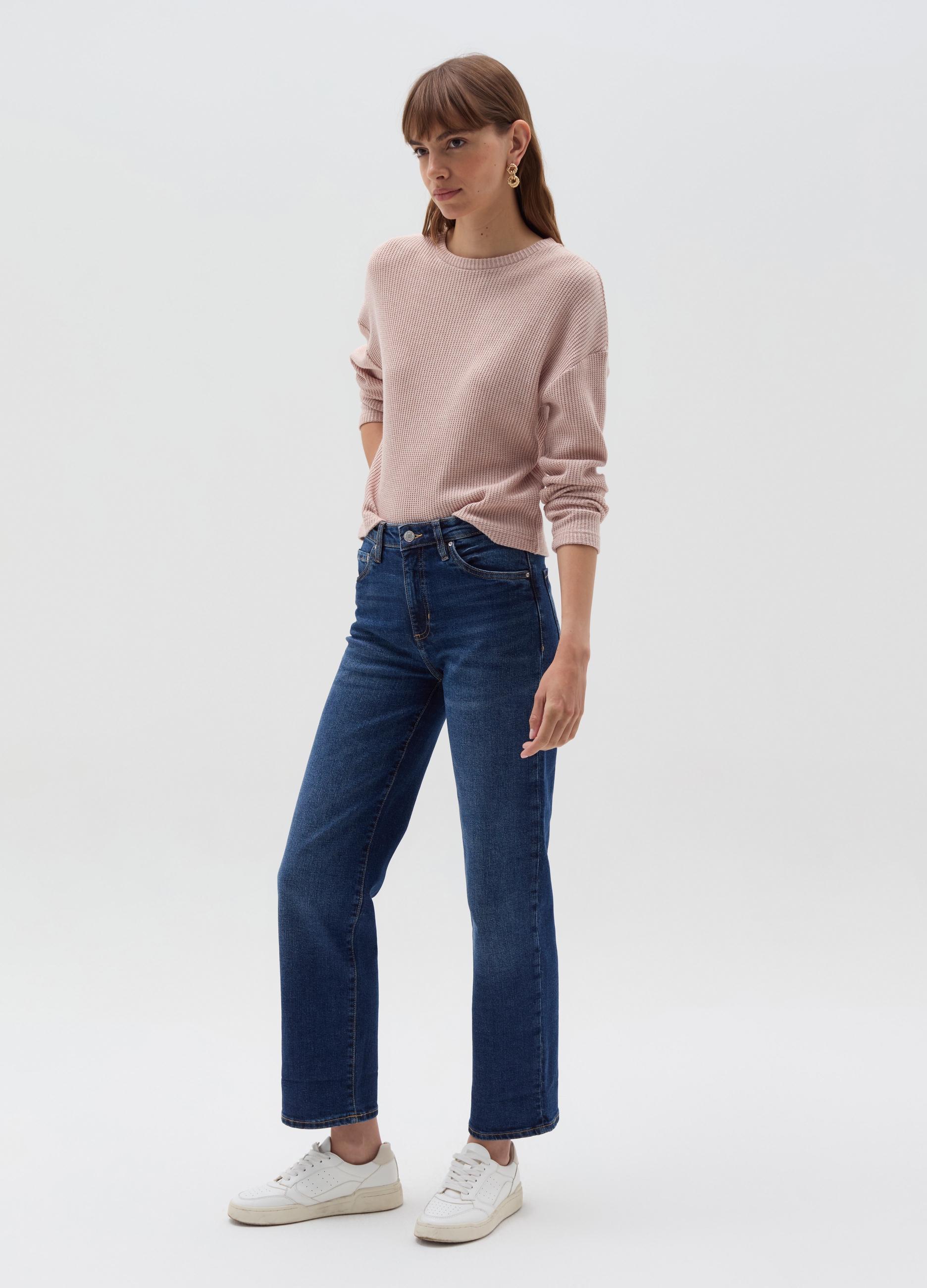 OVS, Maglia A Coste Inglesi Con Lurex, Donna, Rosa, Taglia: M