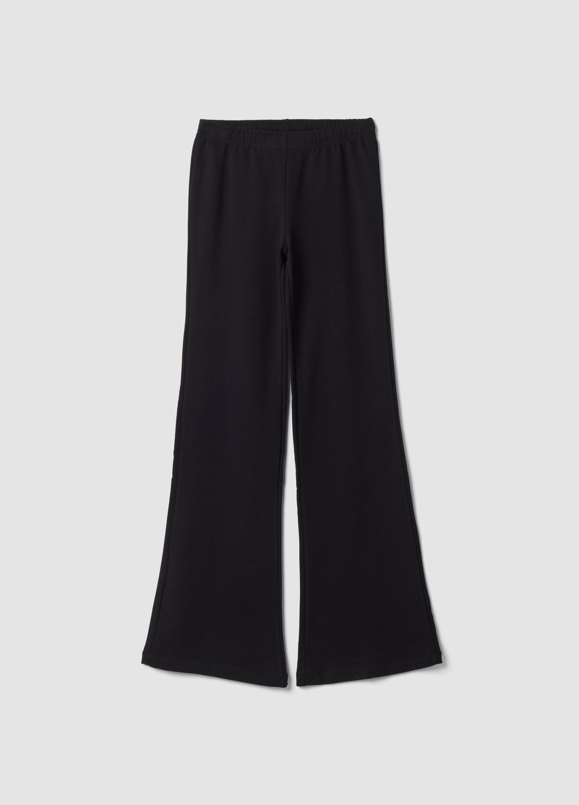 B.ANGEL, Jogger Neri Flare In Puro Cotone, Donna, Nero, Taglia: XL