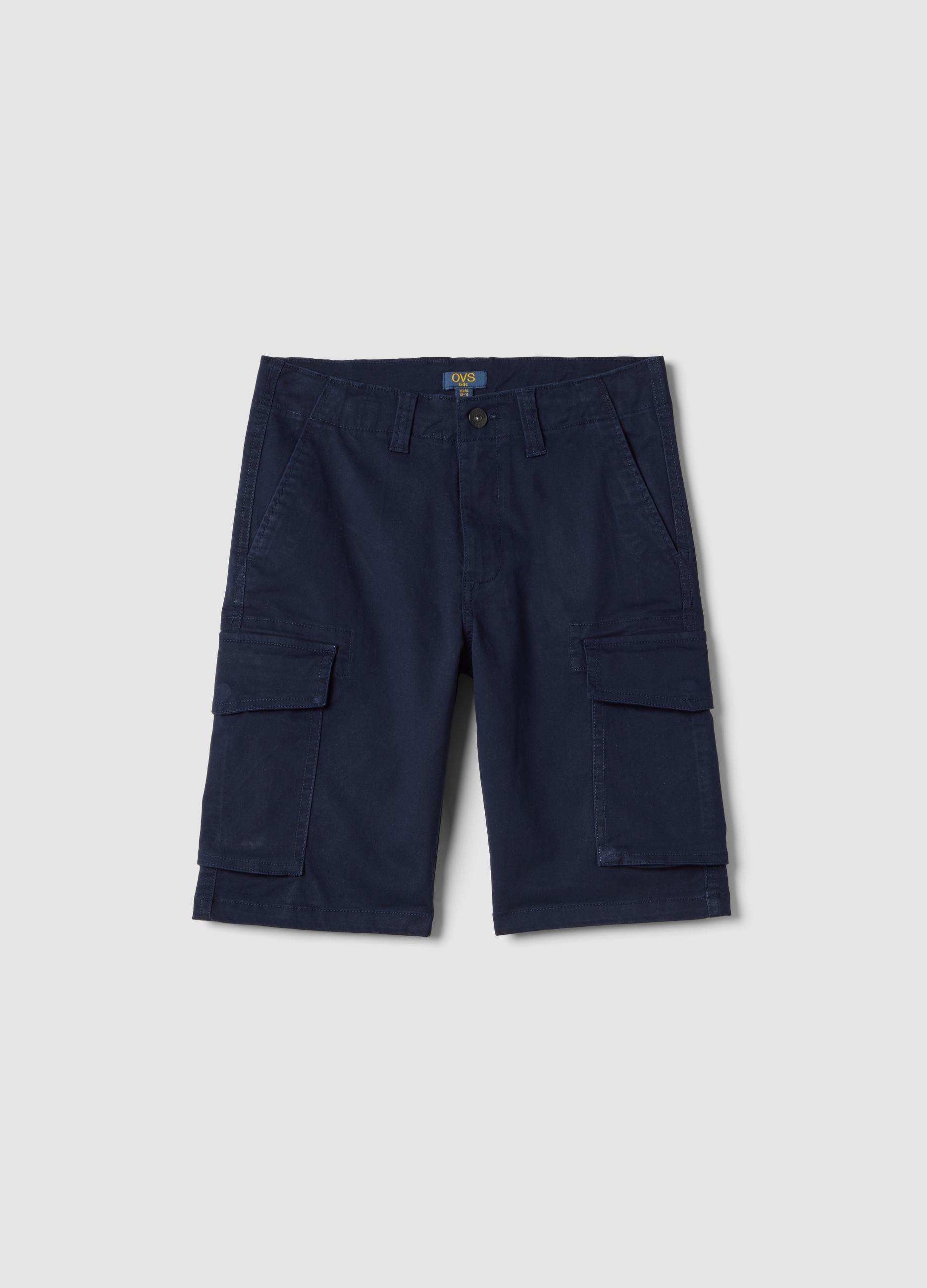 OVS KIDS, Shorts Cargo De Algodón Elástico Azul Para Chicos, Ajuste Regular, Niño, Azul marino, Talla: 12-13