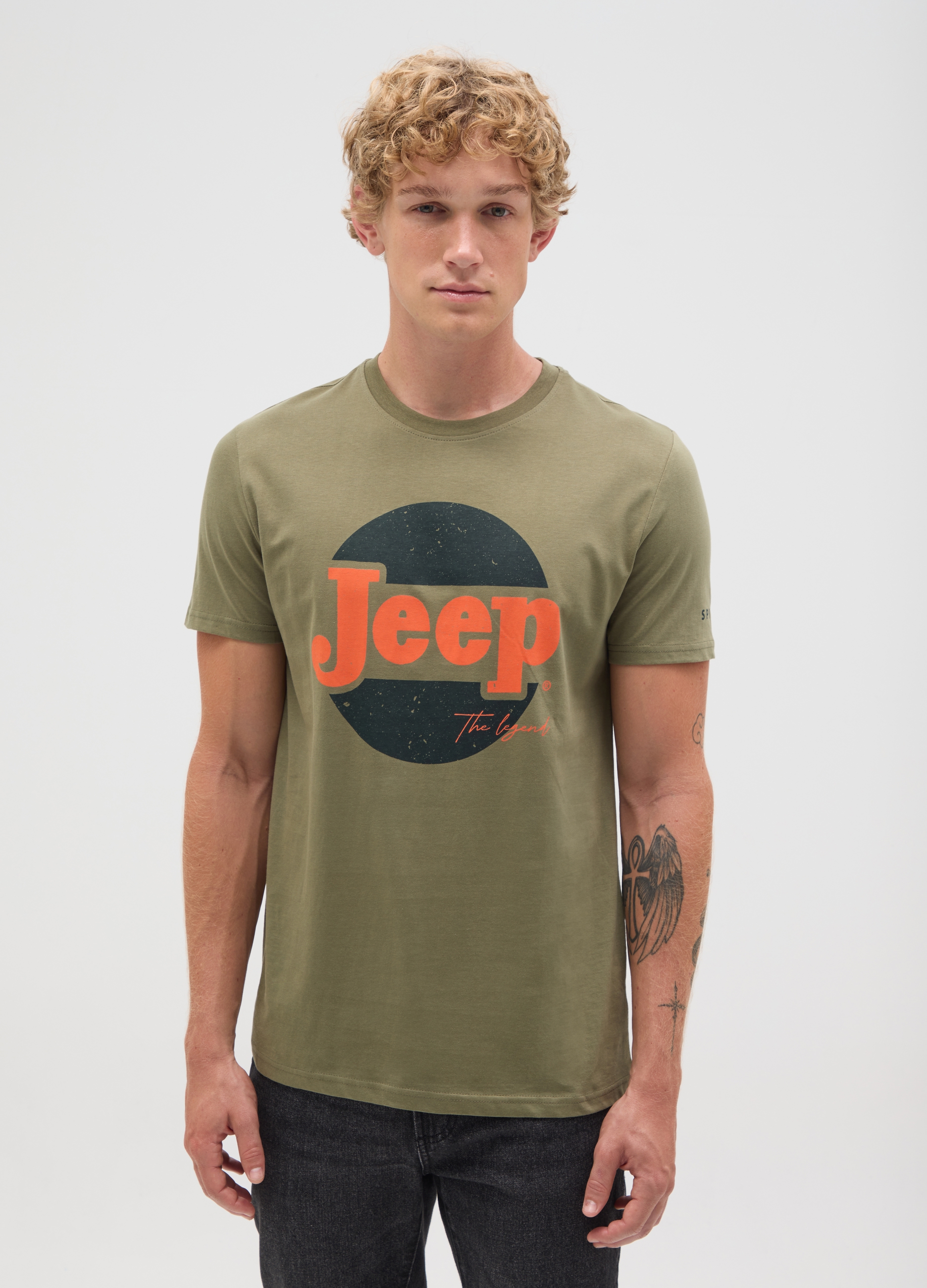 OVS , T-shirt Da Uomo In Puro Cotone Verde Regular Fit Con Stampa, Verde, Taglia: S