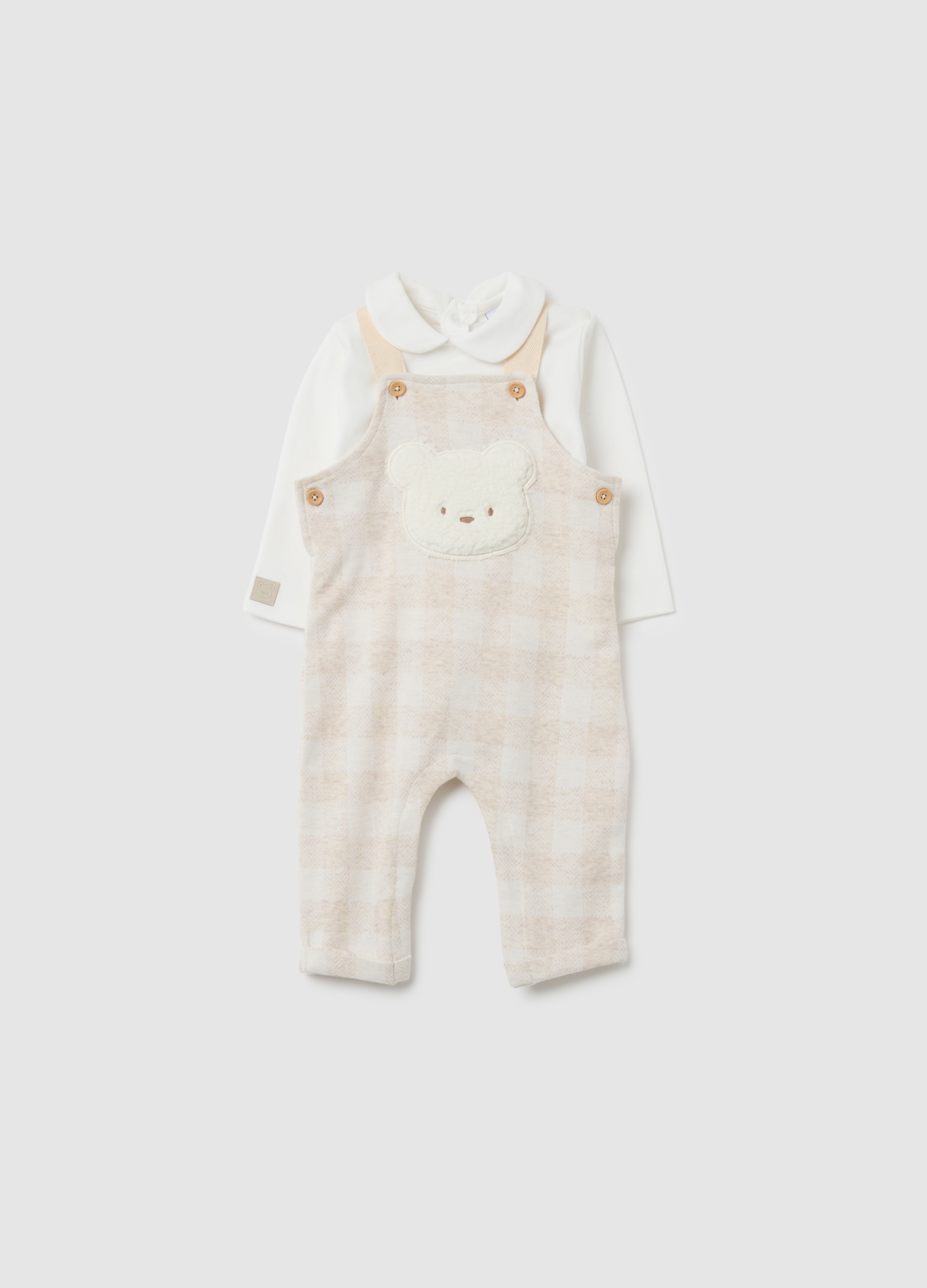 FAGOTTINO, Salopette Da Neonato In Cotone Multicolor Con Orsetto, Multicolor, Taglia: 1-3