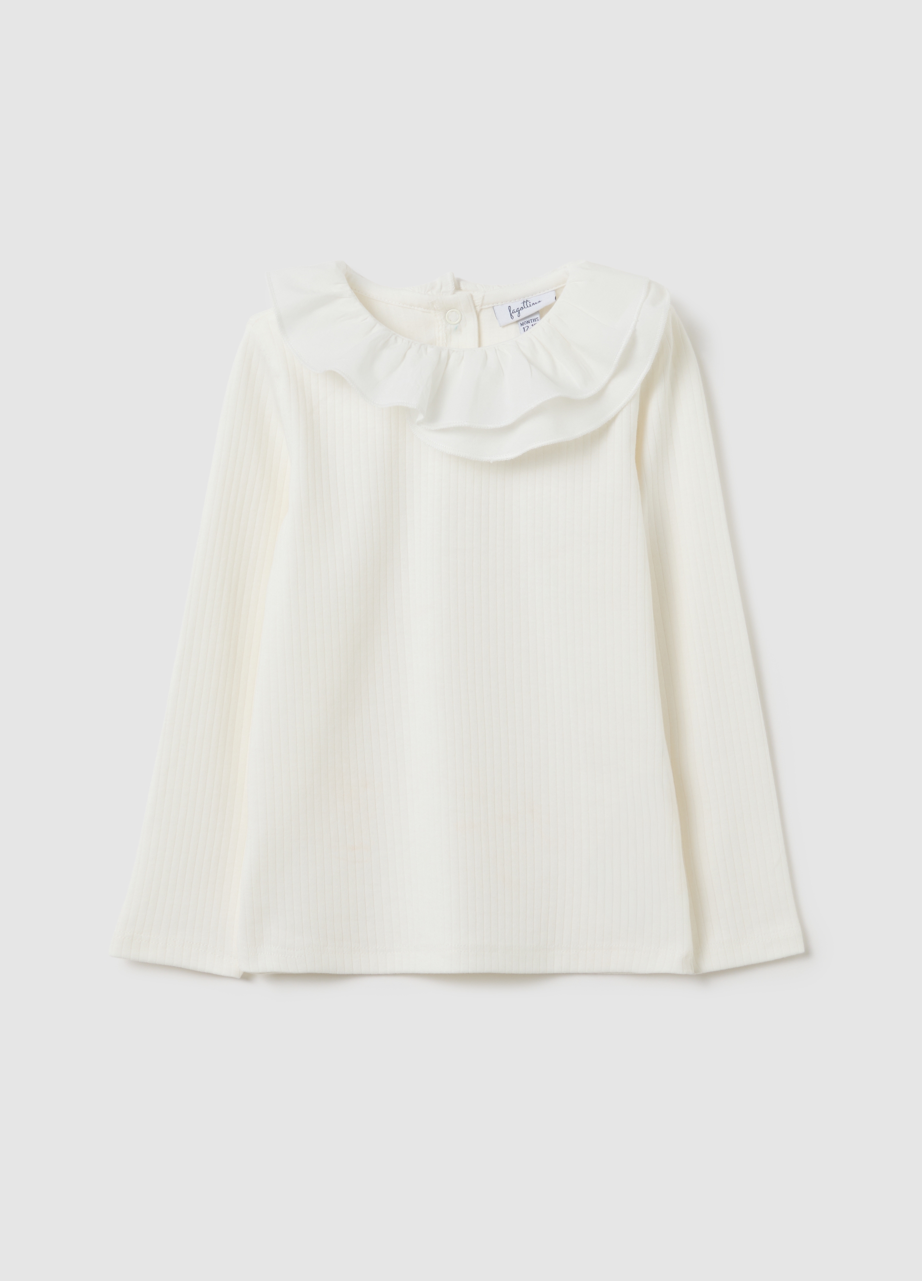 Maglietta Per Bambina In Cotone Elasticizzato Bianca Regular Fit, Niña, Blanco suave, Talla: 24-30