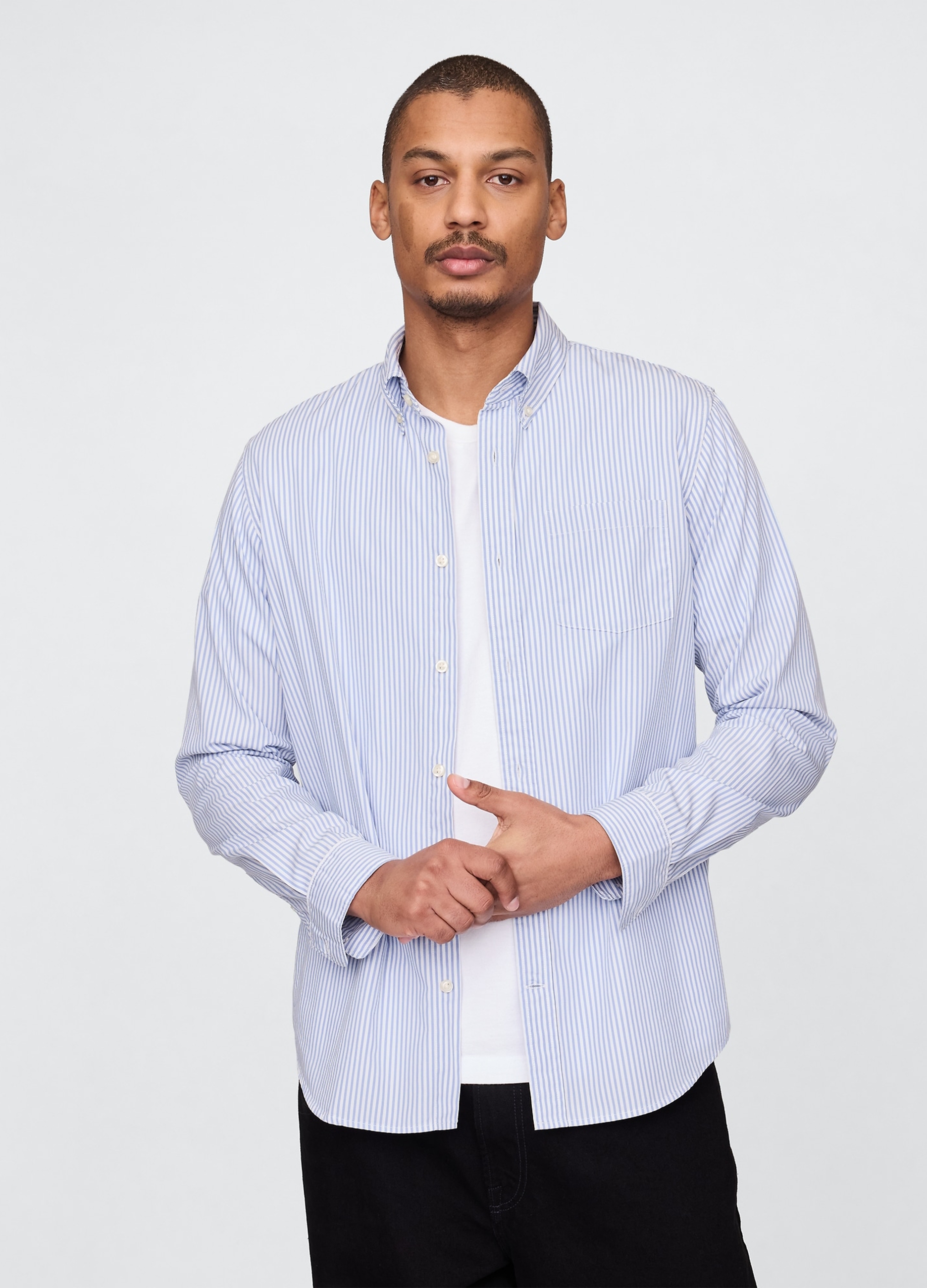 GAP, Camicia Azzurra Con Taschino In Cotone, Uomo, , Taglia: XS