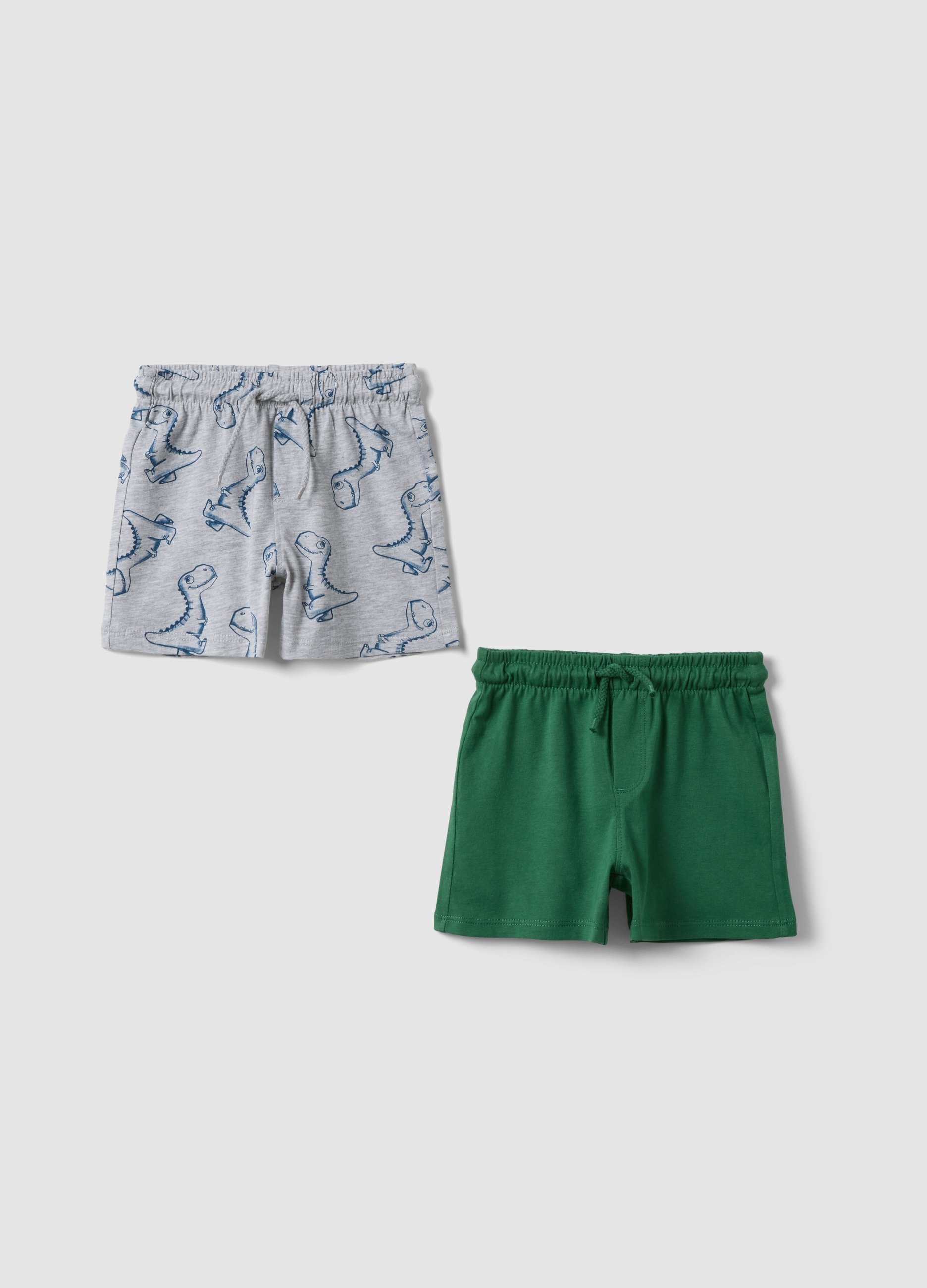 FAGOTTINO, Pack De 2 Shorts Multicolor De Niño En Algodón Puro, Corte Regular, Niño, Verde/Gris, Talla: 24-30