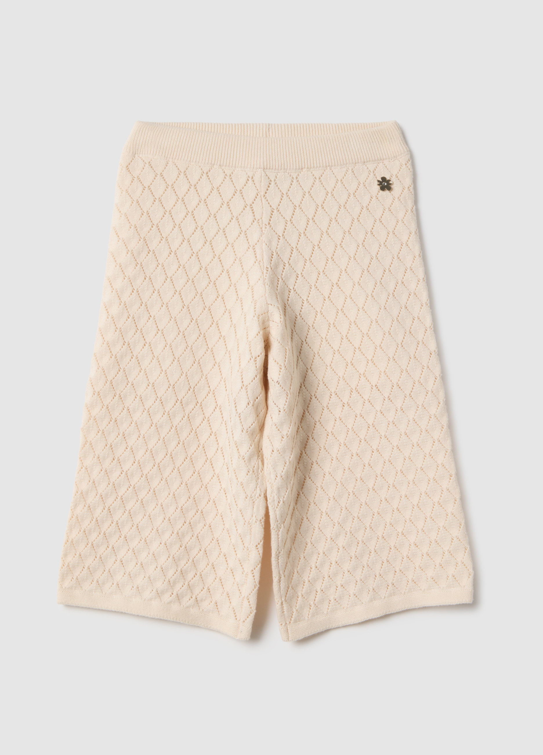 FAGOTTINO, Pantalones Beige De Algodón Puro Para Niña Con Ajuste Regular Y Motivo Calado, Niña, Beige Claro, Talla: 24-30