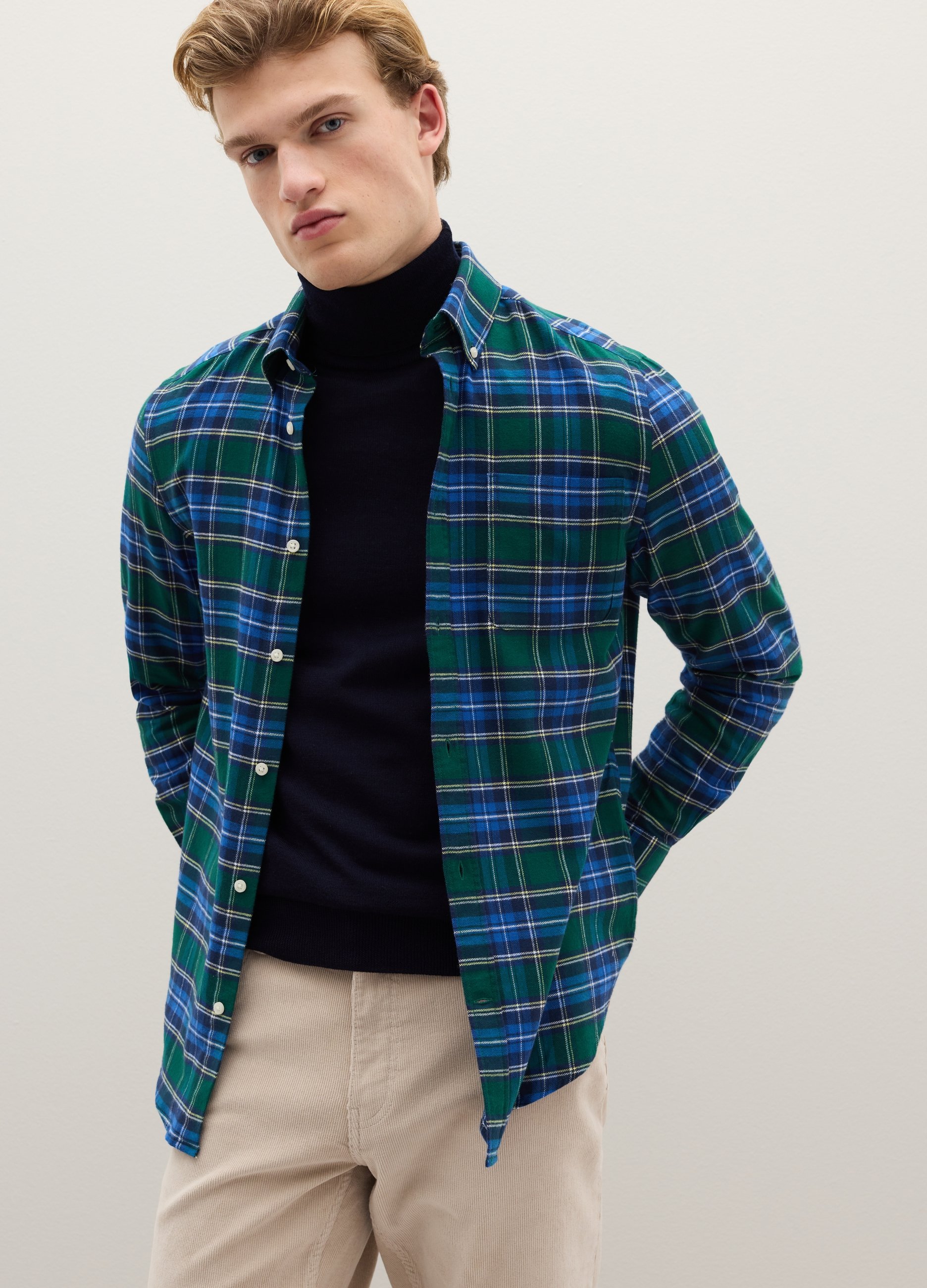 PIOMBO, Camicia In Puro Cotone Multicolor A Quadri Regular Fit, Uomo, Multicolor, Taglia: S