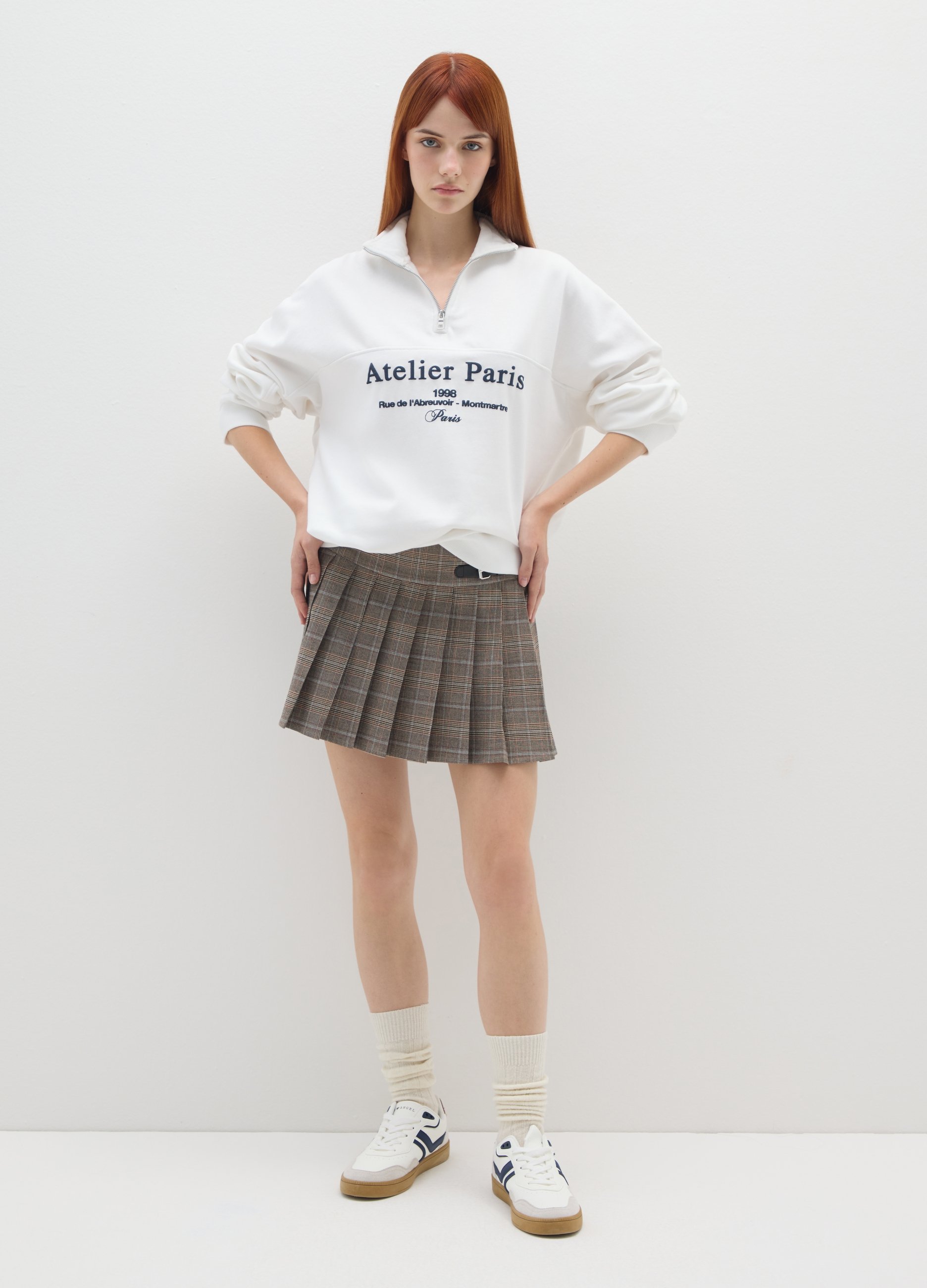 B.ANGEL, Felpa Bianca Con Mezza Zip, Donna, Bianco, Taglia: XS/S