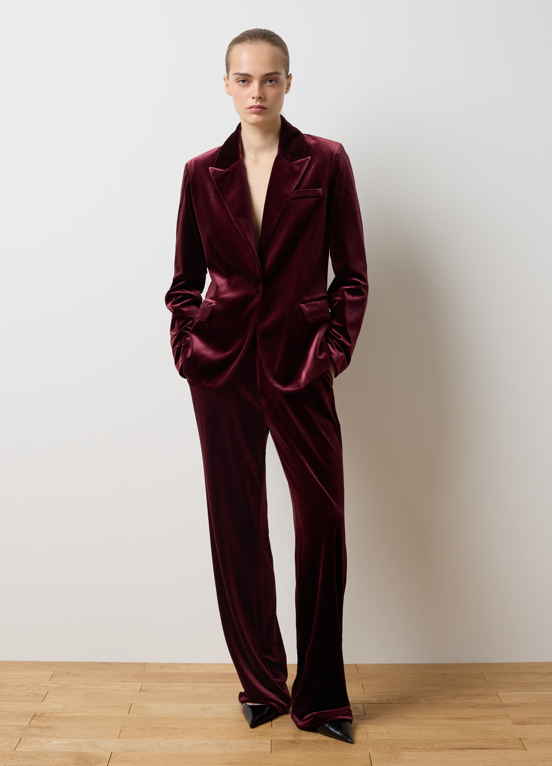 LES COPAINS, Pantaloni In Velluto Rosso Flare Fit, Donna, Rosso, Taglia: XL