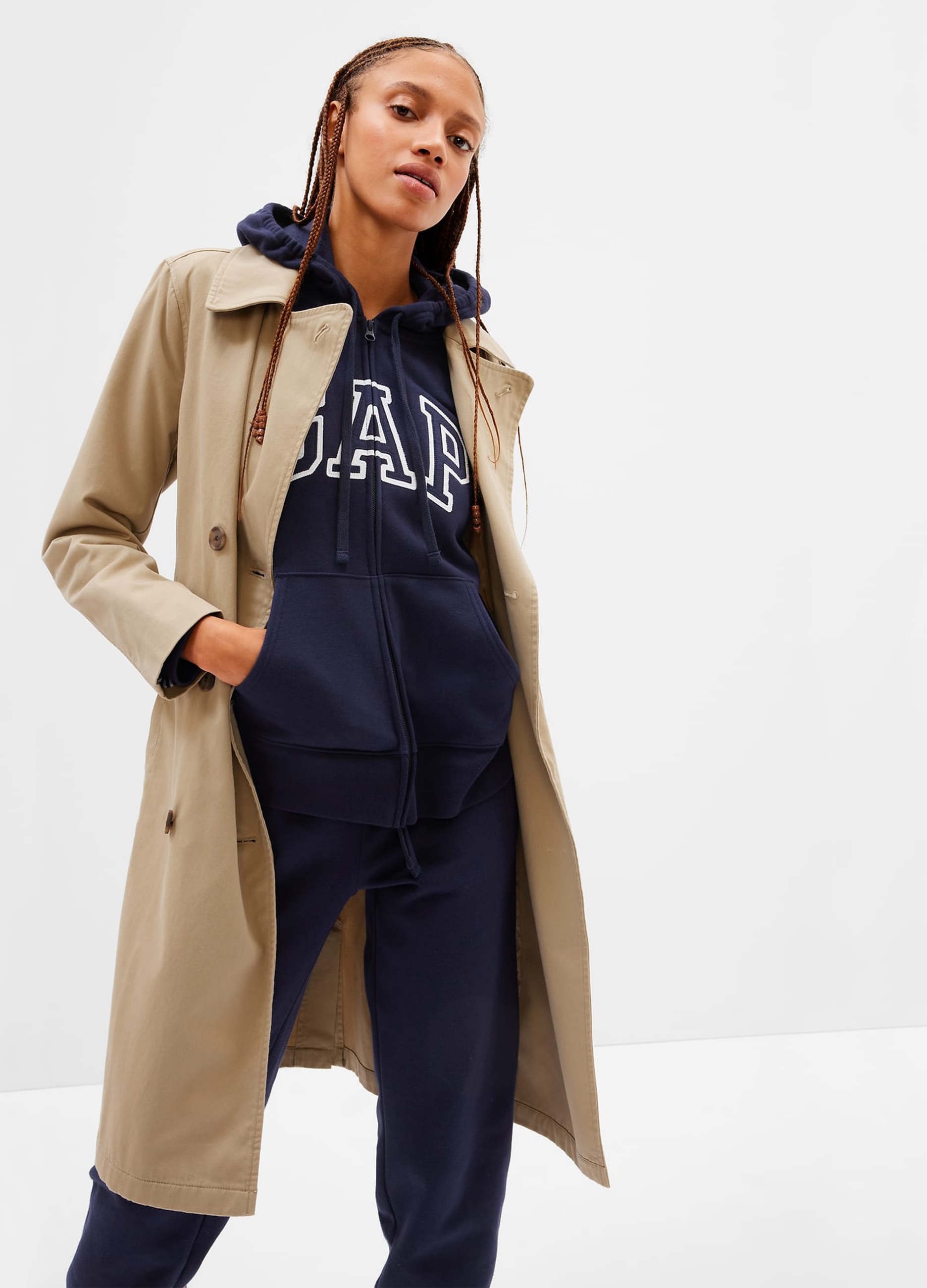 GAP, Full-zip Con Cappuccio Ricamo Logo, Donna, Grigio, Taglia: M