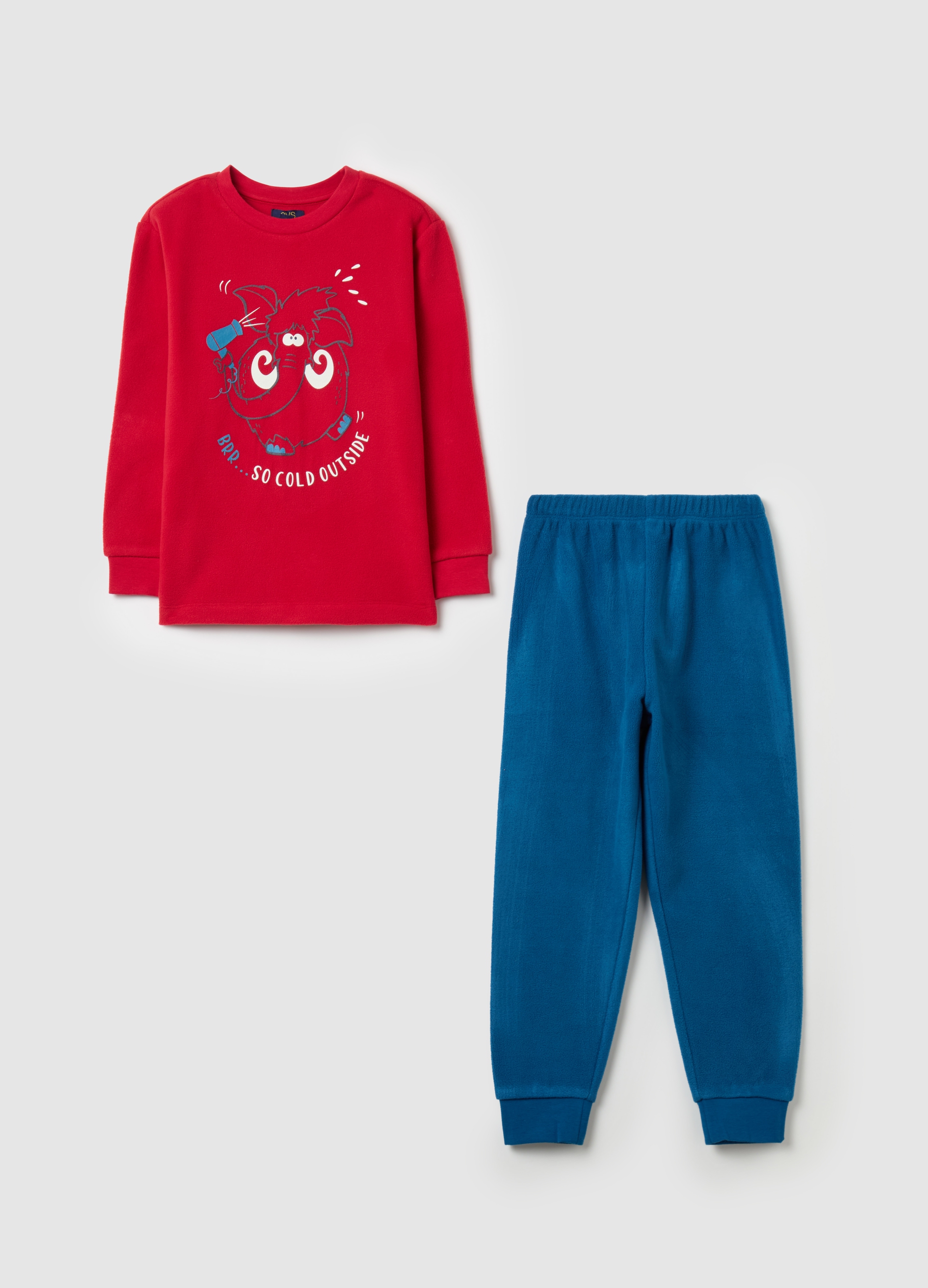 OVS KIDS, Pigiama In Pile Stampa "brrr... So Cold Outside", Bambino, Multicolor, Taglia: 4-5