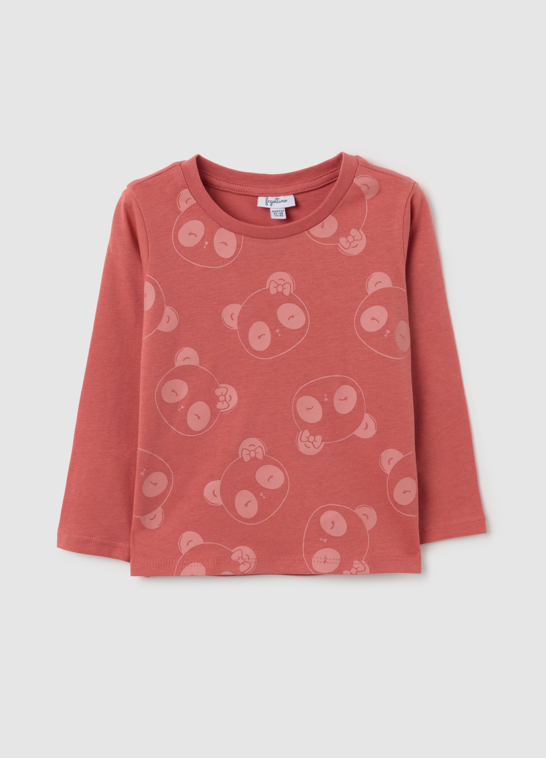 Maglietta Rosa A Maniche Lunghe In Cotone, Niña, Rojo, Talla: 12-18