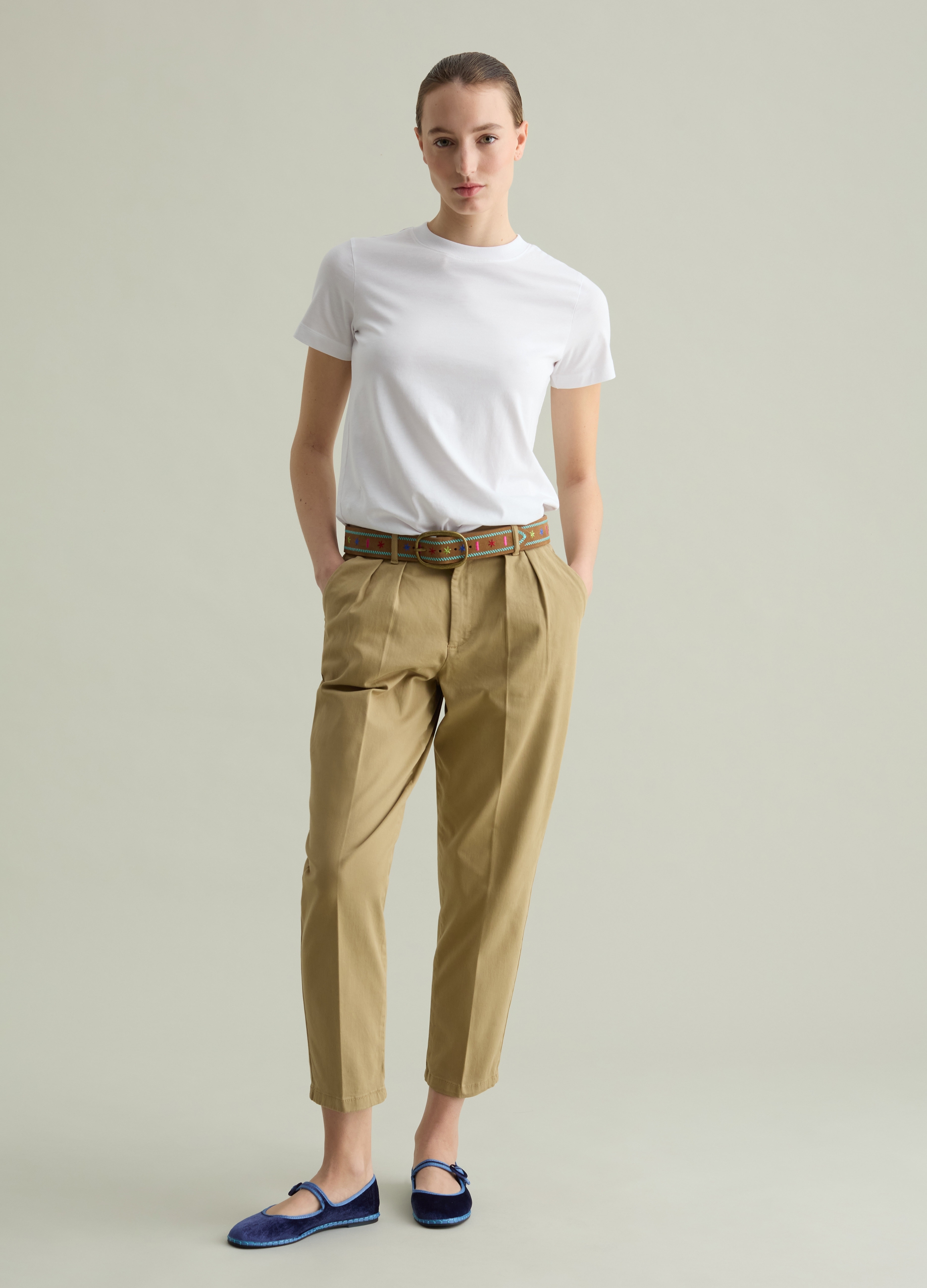 PIOMBO, T-shirt Girocollo In Cotone, Donna, Bianco, Taglia: XS