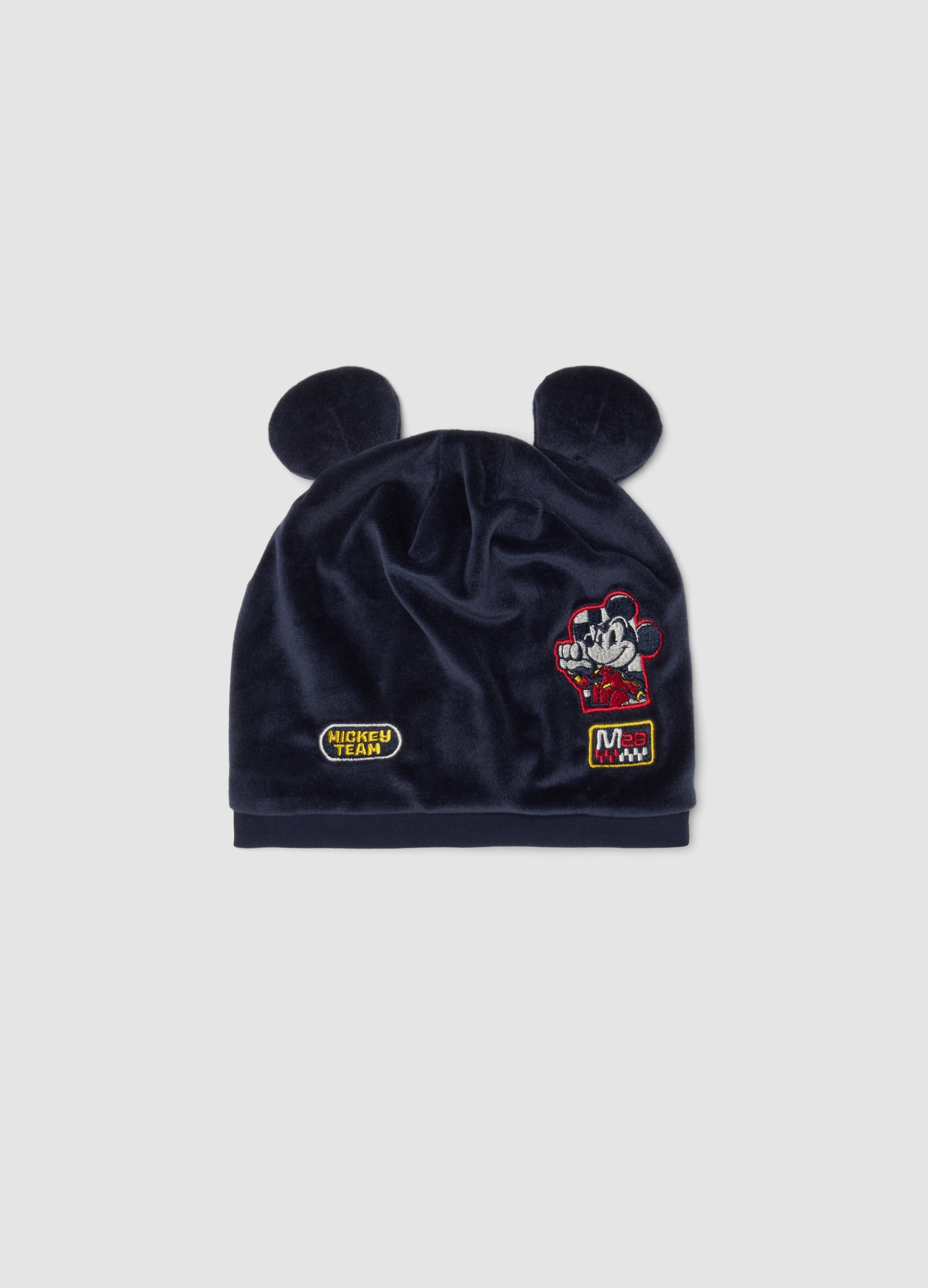 FAGOTTINO, Cappello Blu In Cotone Organico Con Orecchie Applicate E Stampe Mickey, Bambino, Blu, Taglia: 42-44