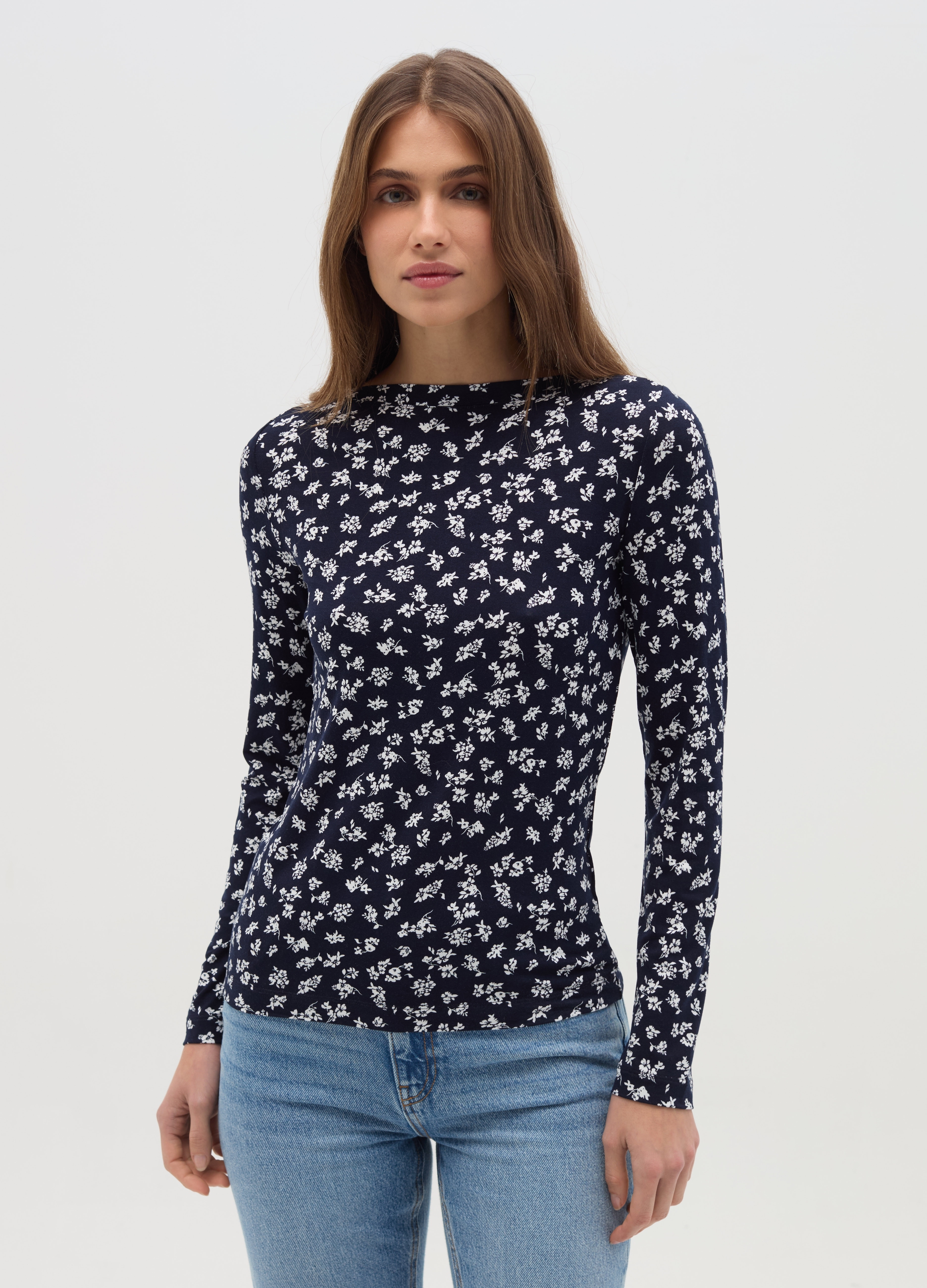 OVS , T-shirt A Maniche Lunghe Con Stampa, Donna, Blu, Taglia: XXL