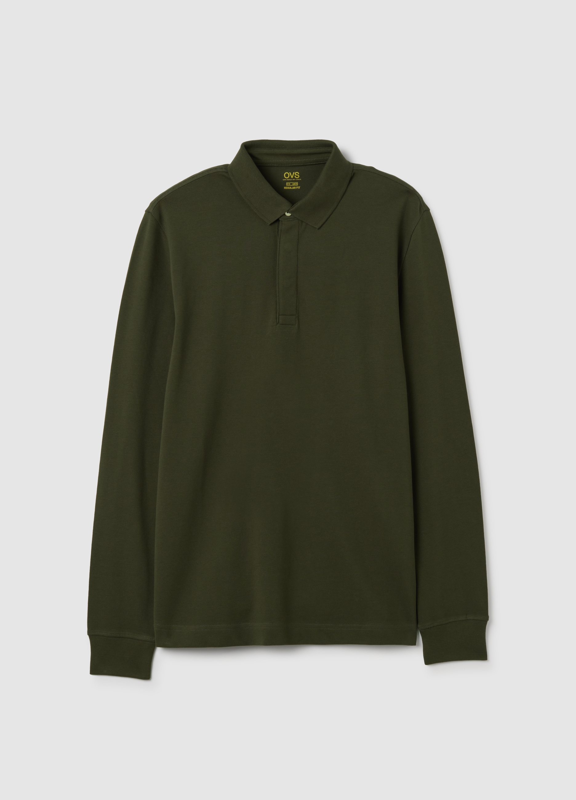 Polo In Cotone Elasticizzato Verde Regular Fit, Hombre, Verde claro, Talla: S