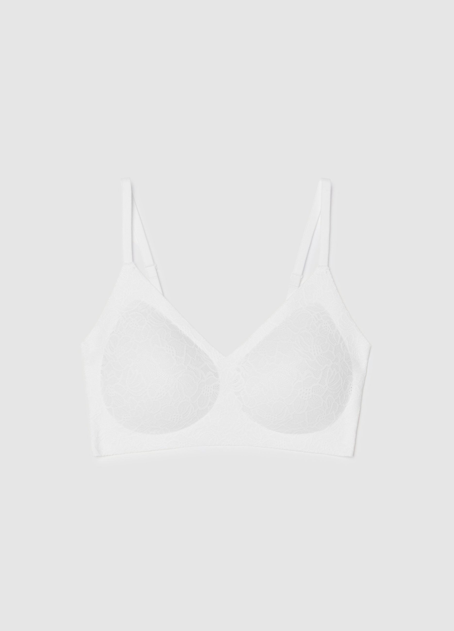 Sujetador De Encaje Blanco Con Relleno Removible, Mujer, Blanco óptico, Talla: 40