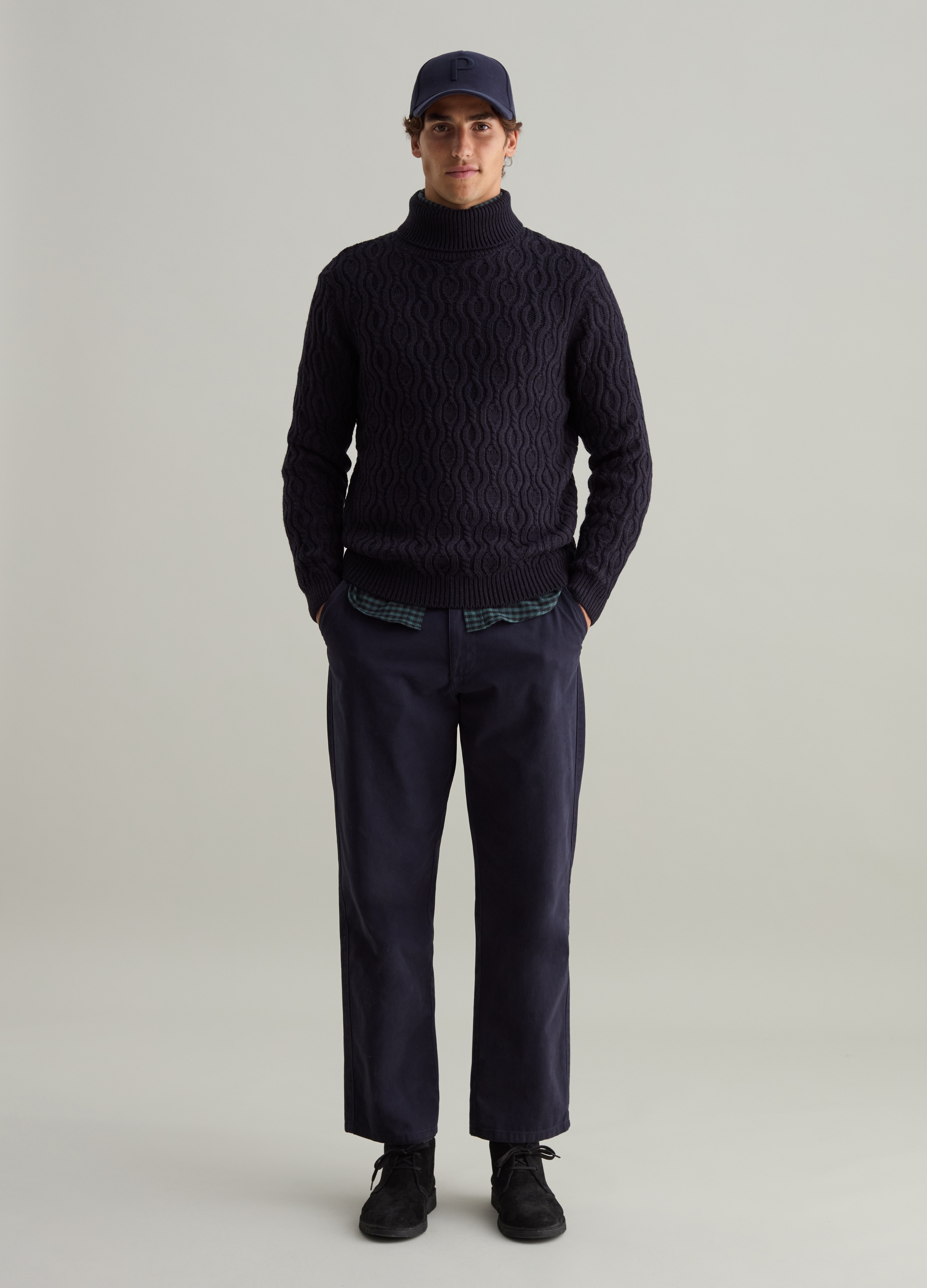 PIOMBO, Dolcevita Blu In Misto Lana Con Lavorazione Ondulata, Uomo, Blu, Taglia: S