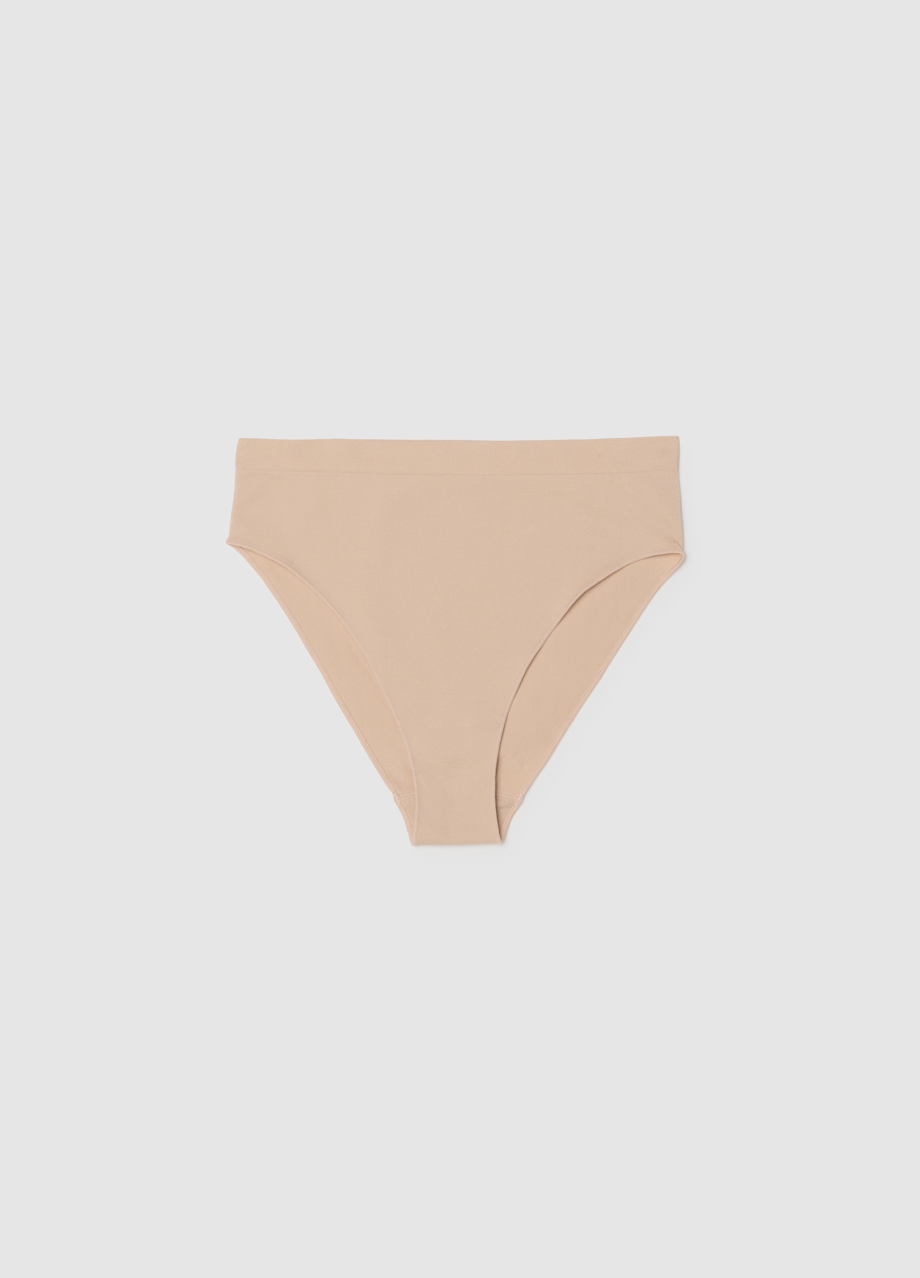 Bragas De Cintura Alta En Tejido Elástico Beige, Mujer, Beige Claro, Talla: 38