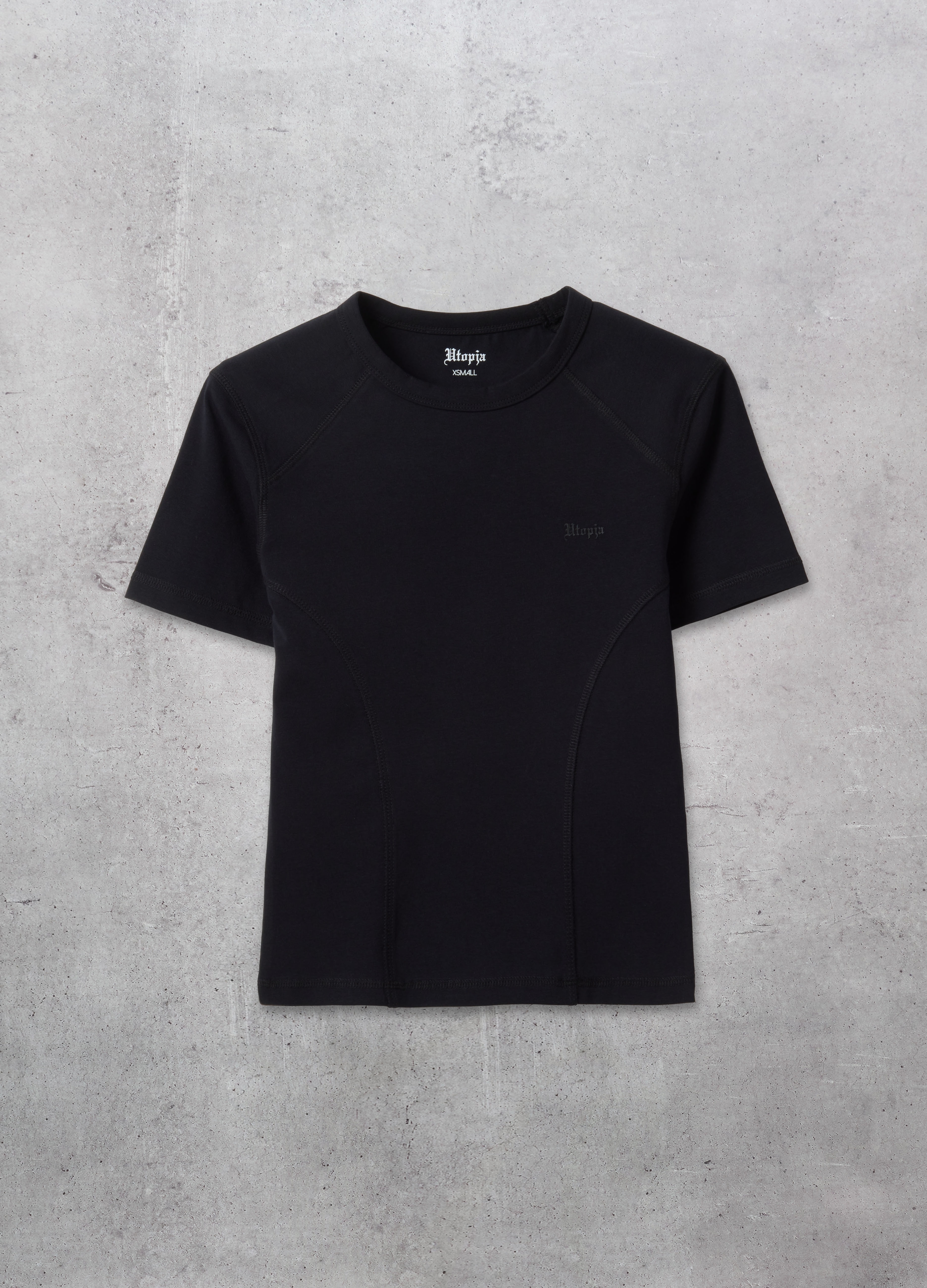 UTOPJA, Camiseta Con Logo Negra Ajustada, Mujer, Negro, Talla: 40