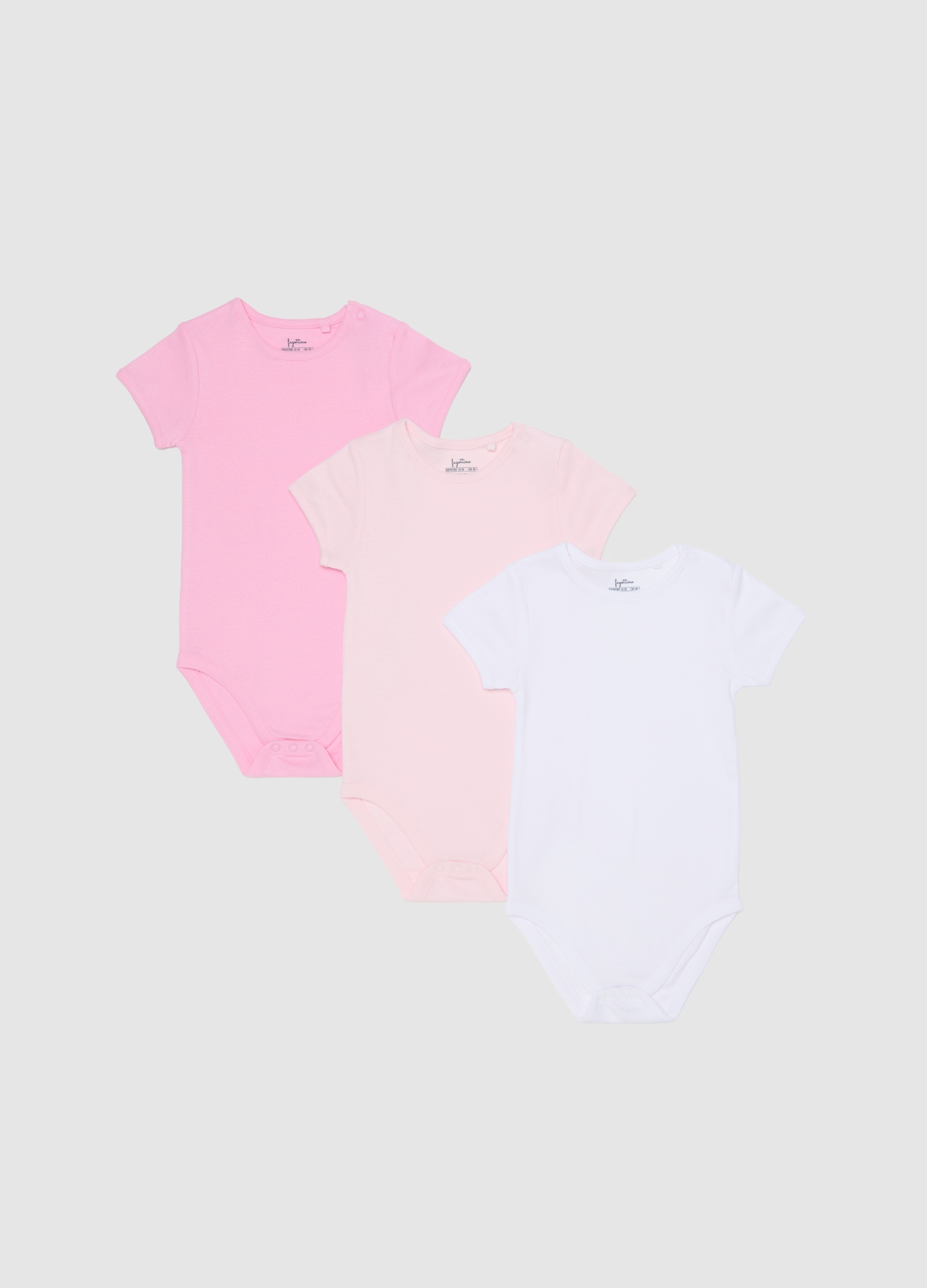 FAGOTTINO, Tripack De Bodies Multicolor Para Bebé Niña En Puro Algodón, Niña, Pink/White, Talla: 30-36