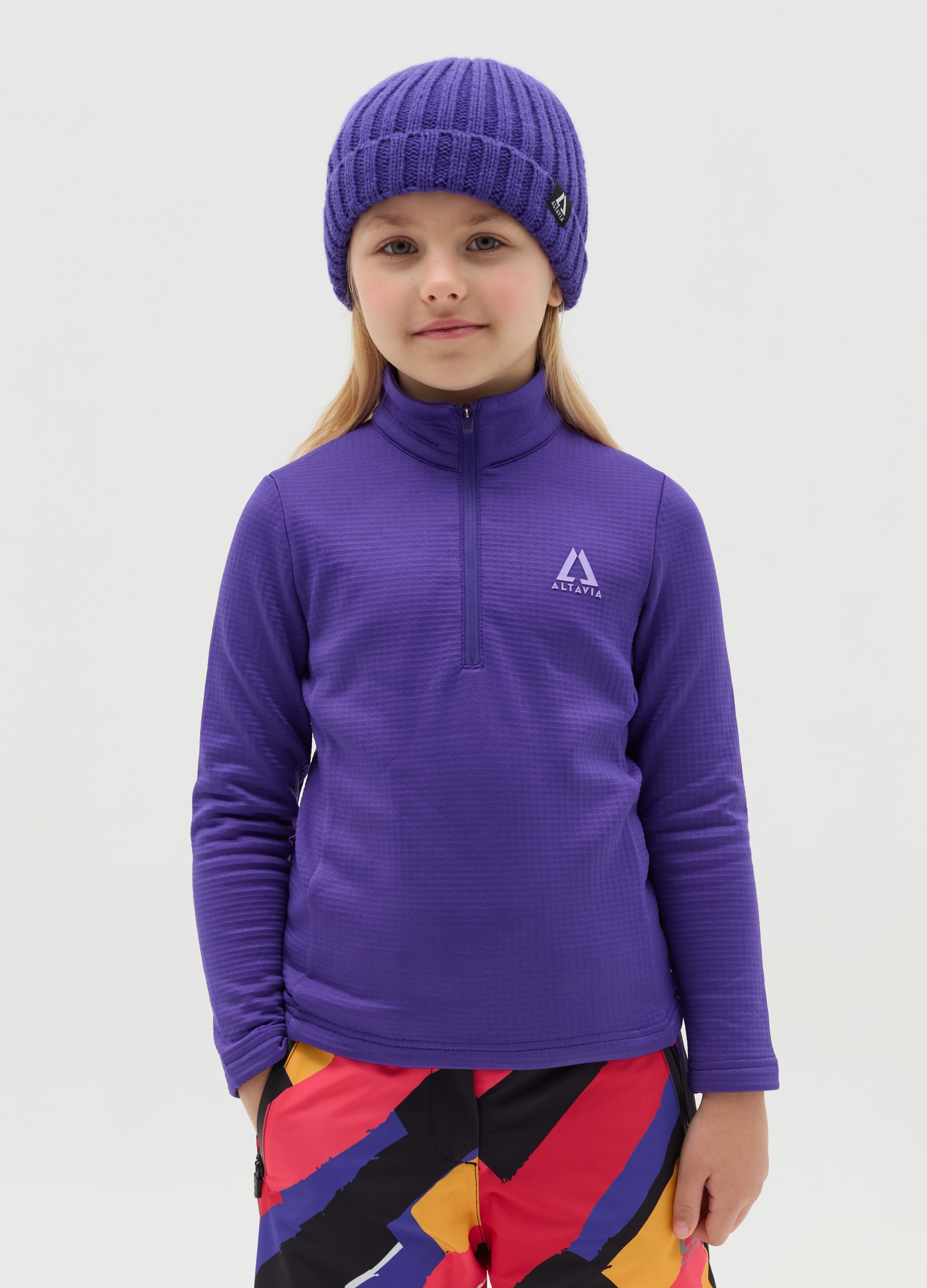 ALTAVIA, Forro Polar Gofrado Media Cremallera Altavia By Deborah Compagnoni, Niña, Morado, Talla: 6