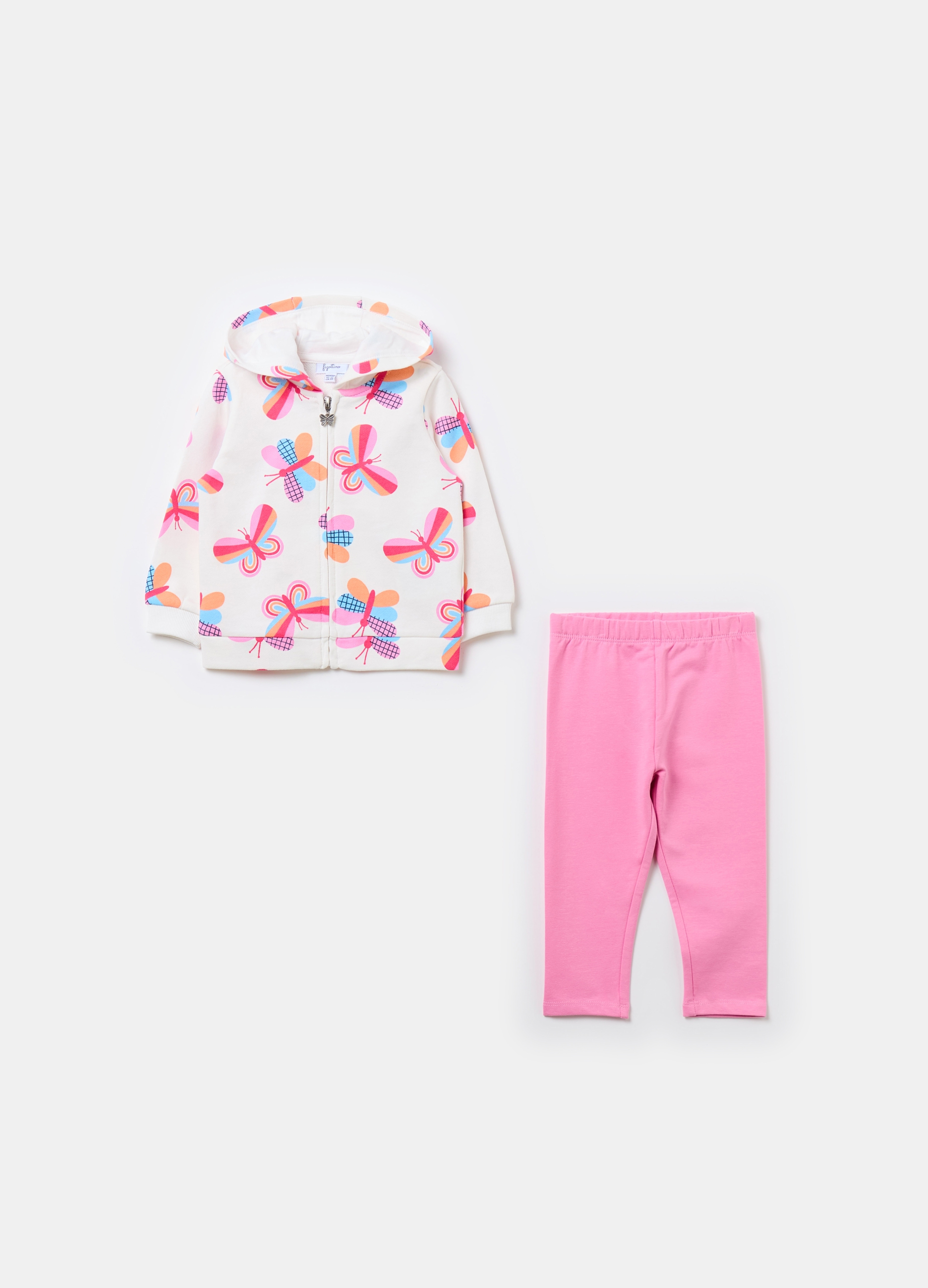 Pack Jogging De Tejido Rizado Con Estampado, Niña, Blanco/rosa, Talla: 9-12