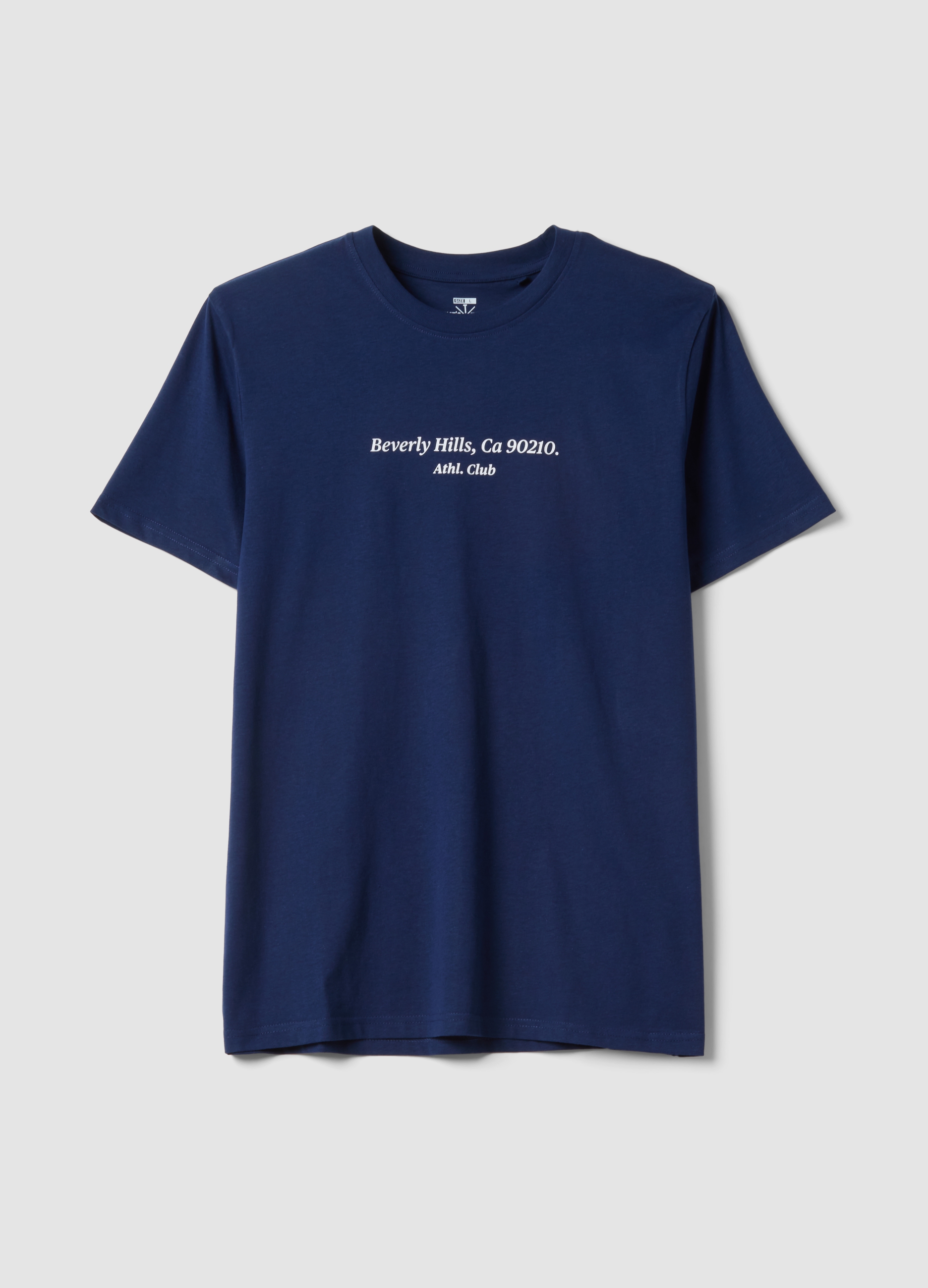 T-shirt Blu Con Scritta In Puro Cotone Regular Fit, Hombre, Azul oscuro, Talla: S