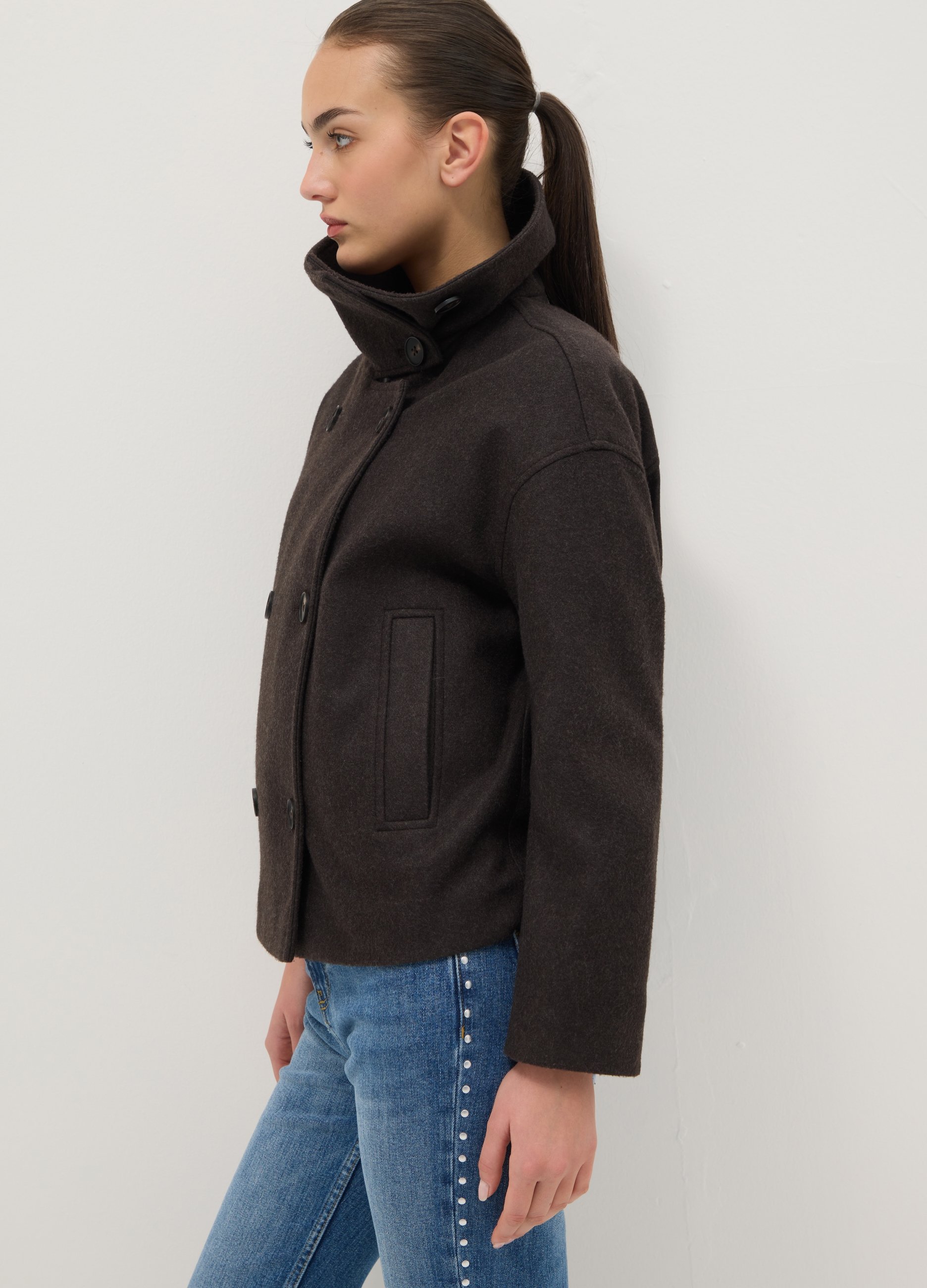 B.ANGEL, Cappotto Marrone Regular Fit Con Bottoni, Donna, Marrone, Taglia: XS