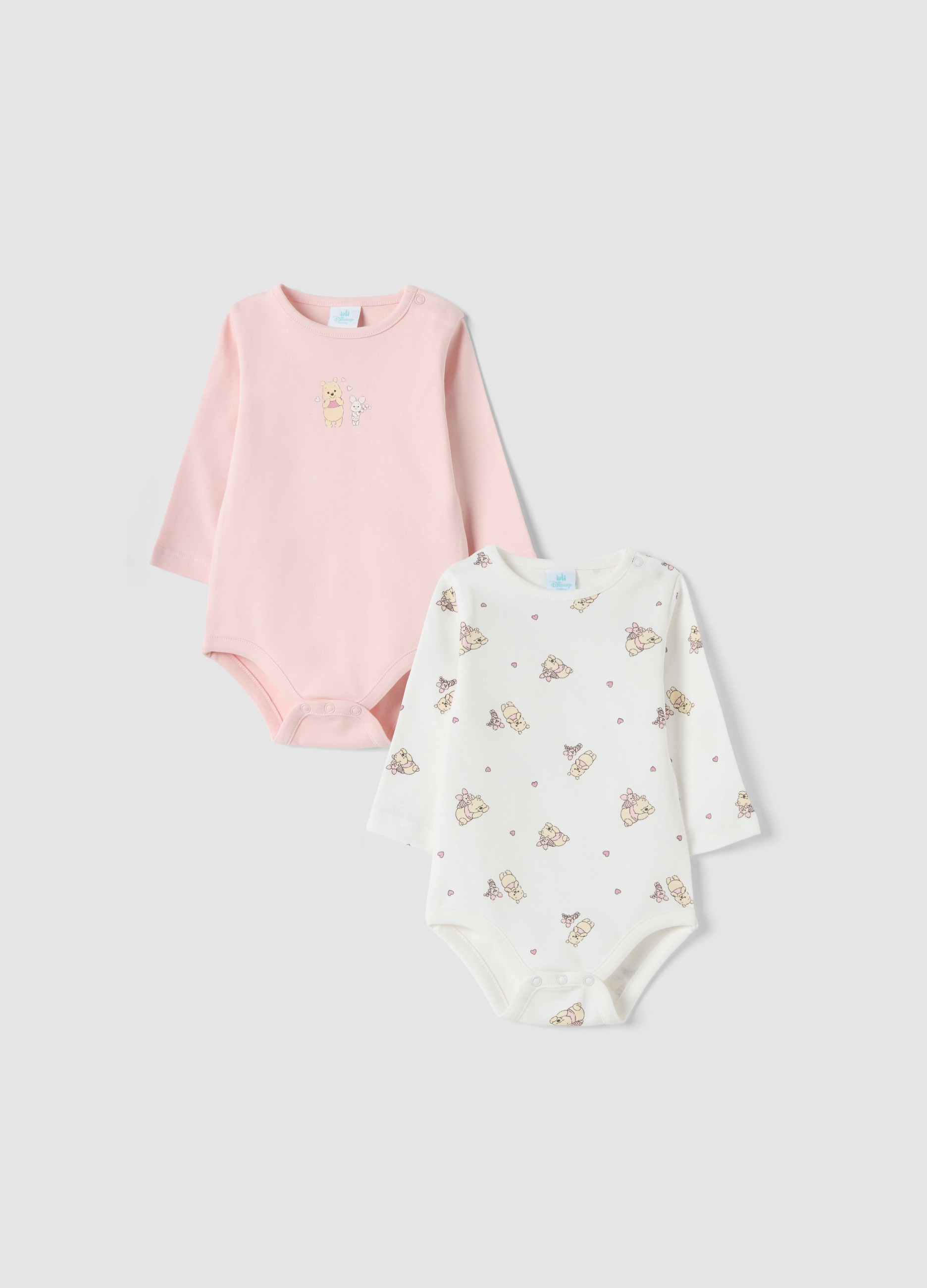 FAGOTTINO, Bipack Body In Puro Cotone Organico Con Stampa Winnie The Pooh, Neonata, Multicolor, Taglia: 0-1