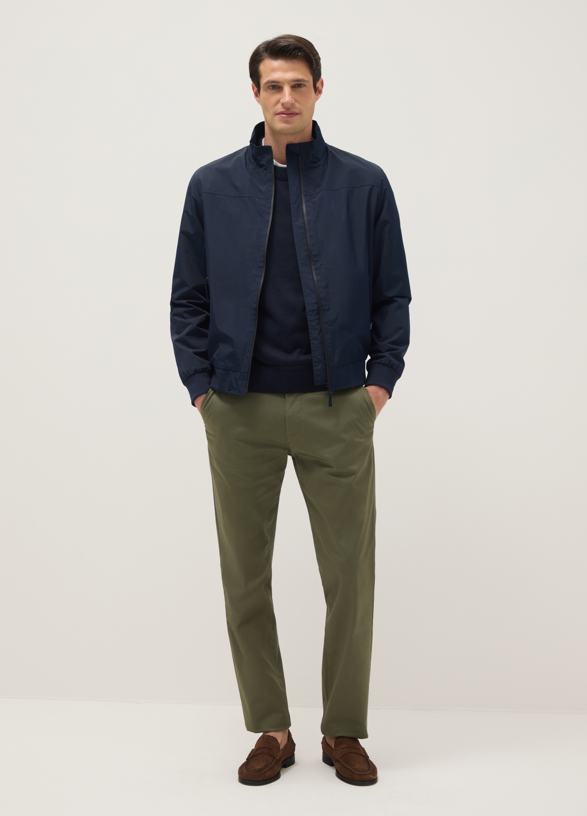 Cazadora Bomber Azul Regular Fit Con Cremallera, Hombre, Azul oscuro, Talla: XXL