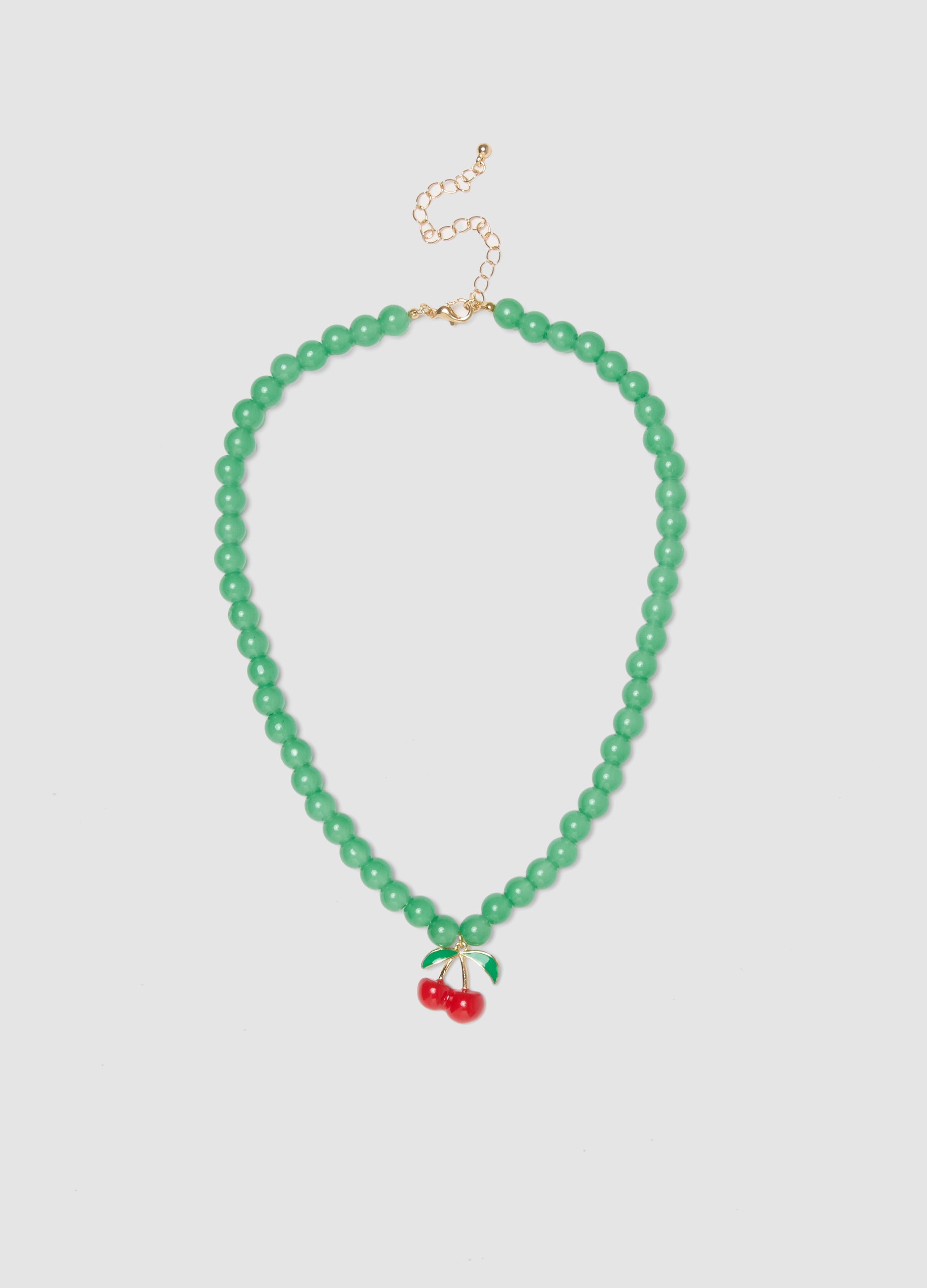 Collar Verde Con Colgante De Cereza, Mujer, Verde claro, Talla: FASUL