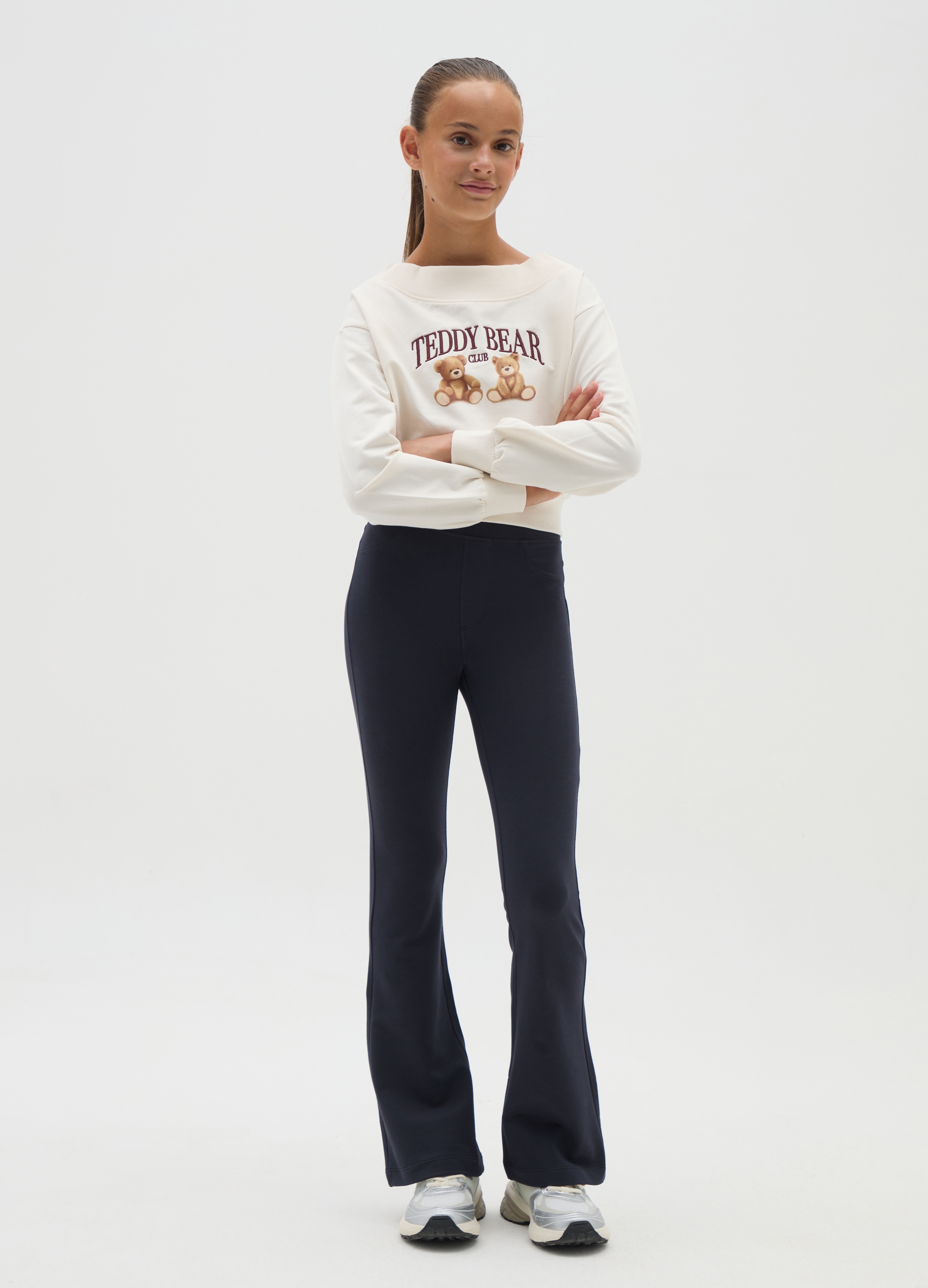 OVS KIDS, Leggings Da Ragazze In Cotone Elasticizzato Blu Slim Fit, Bambina, Blu, Taglia: 10-11