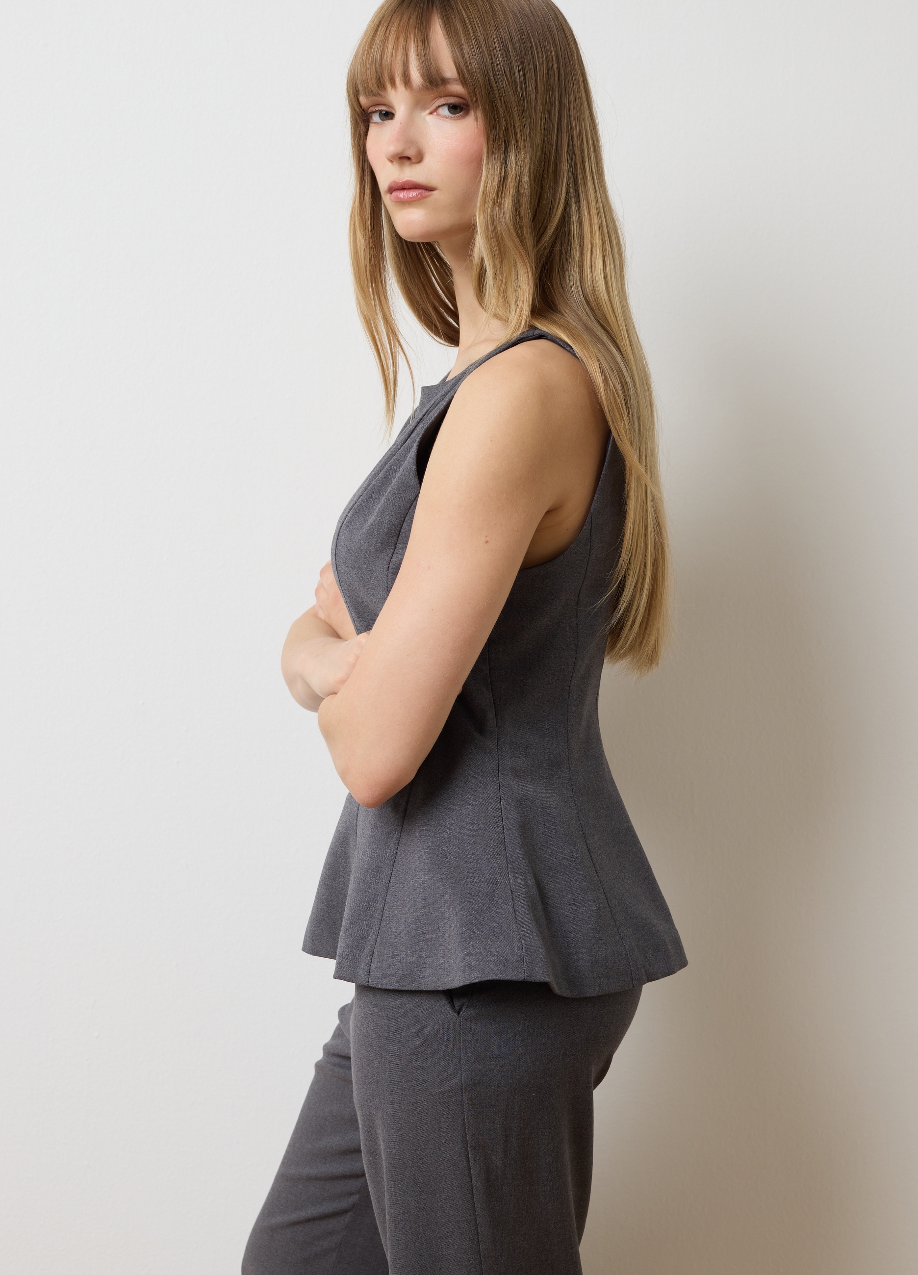 LES COPAINS, Top Grigio Slim Fit, Donna, Grigio, Taglia: S