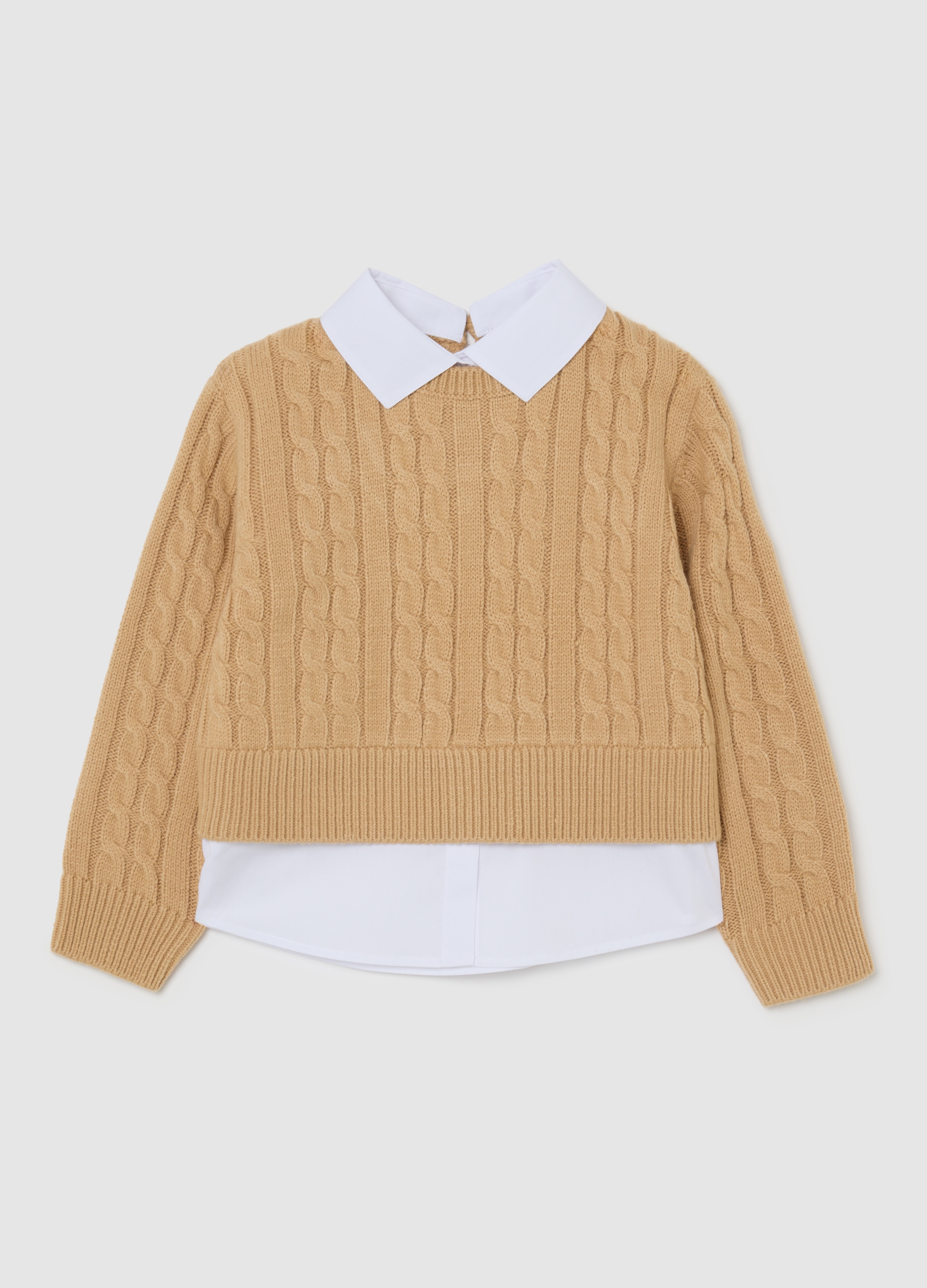 OVS KIDS, Maglione Beige Da Bambina Regular Fit Con Lavorazione A Maglia, Beige, Taglia: 9-10