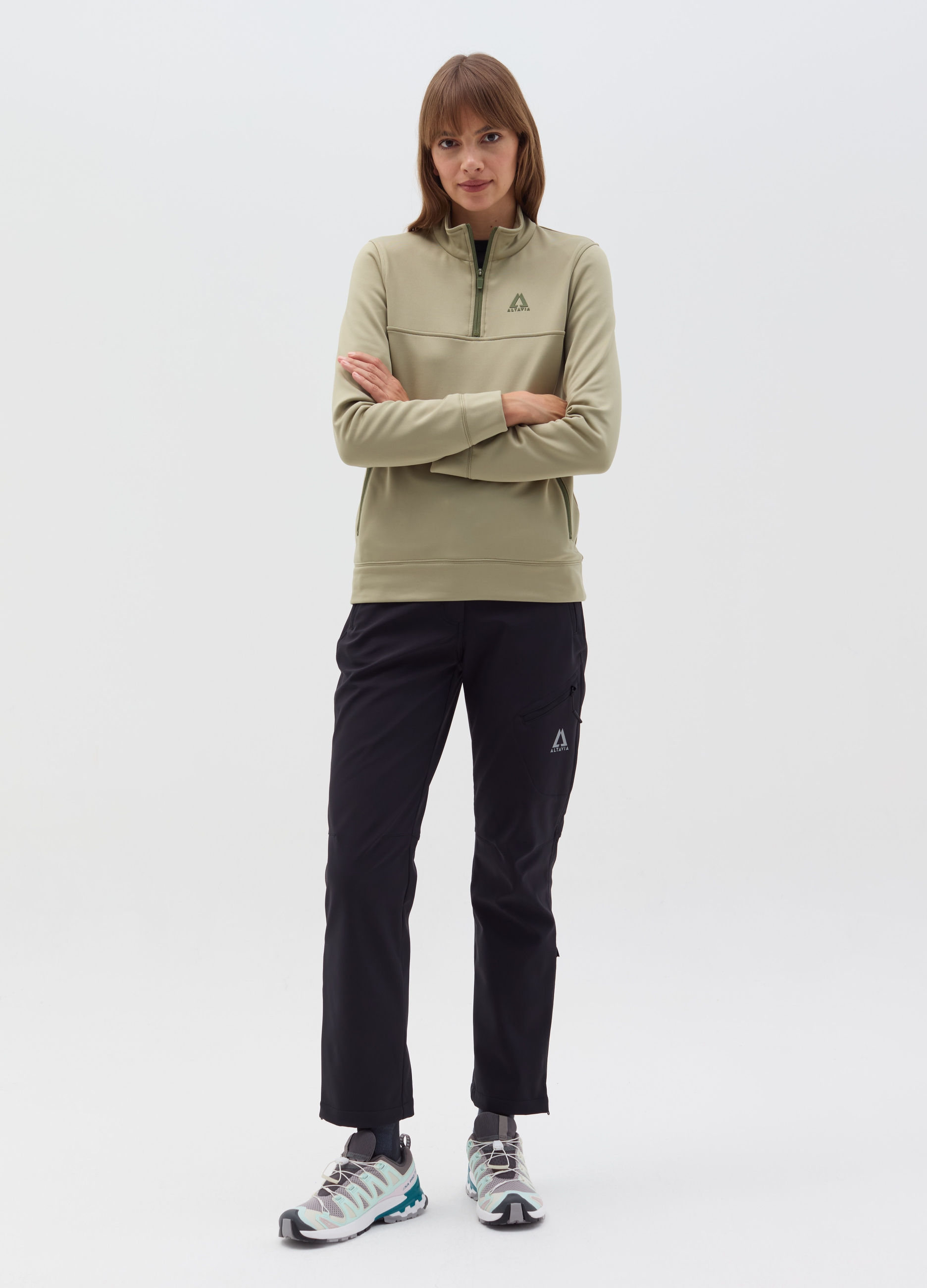 ALTAVIA, Pile Tecnico Half Zip Altavia With Deborah Compagnoni, Donna, Verde, Taglia: M