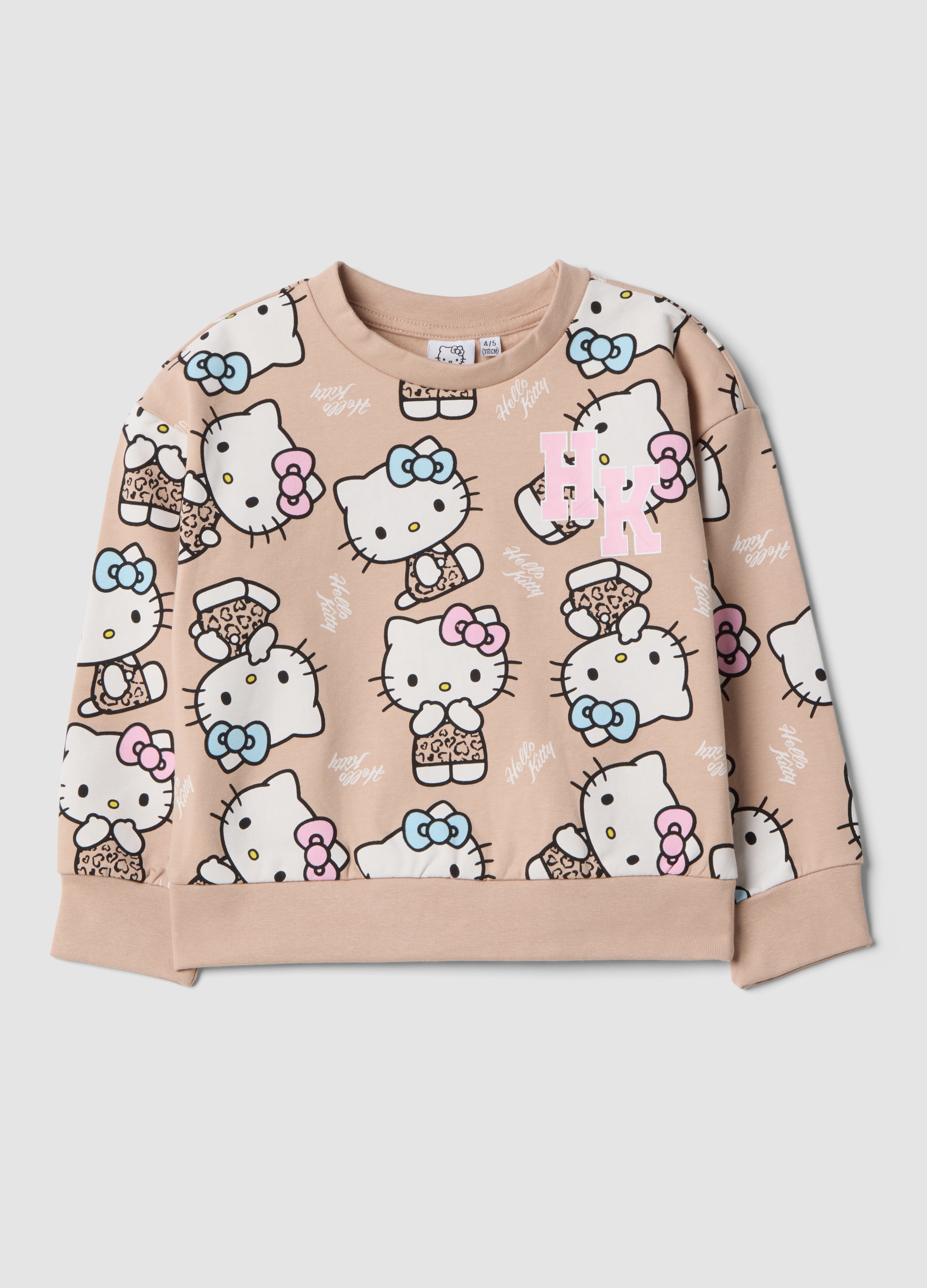 OVS KIDS, Felpa Rosa In Cotone Elasticizzato Con Fantasia Hello Kitty Per Bambina, Rosa, Taglia: 3-4