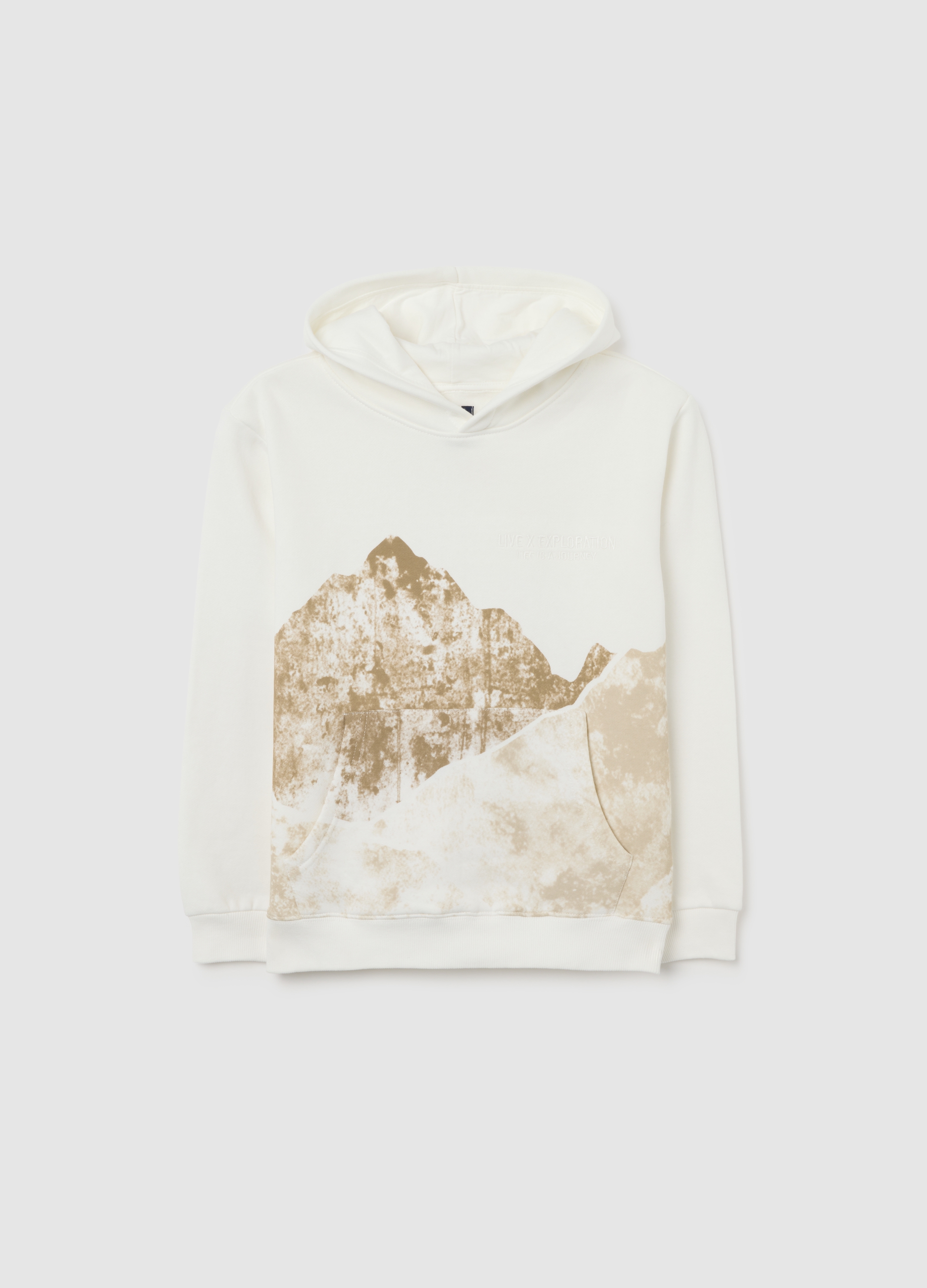 OVS KIDS, Sudadera Con Capucha Blanca Para Niño En Mezcla De Algodón, Ajuste Holgado, Niño, Blanco suave, Talla: 12-13