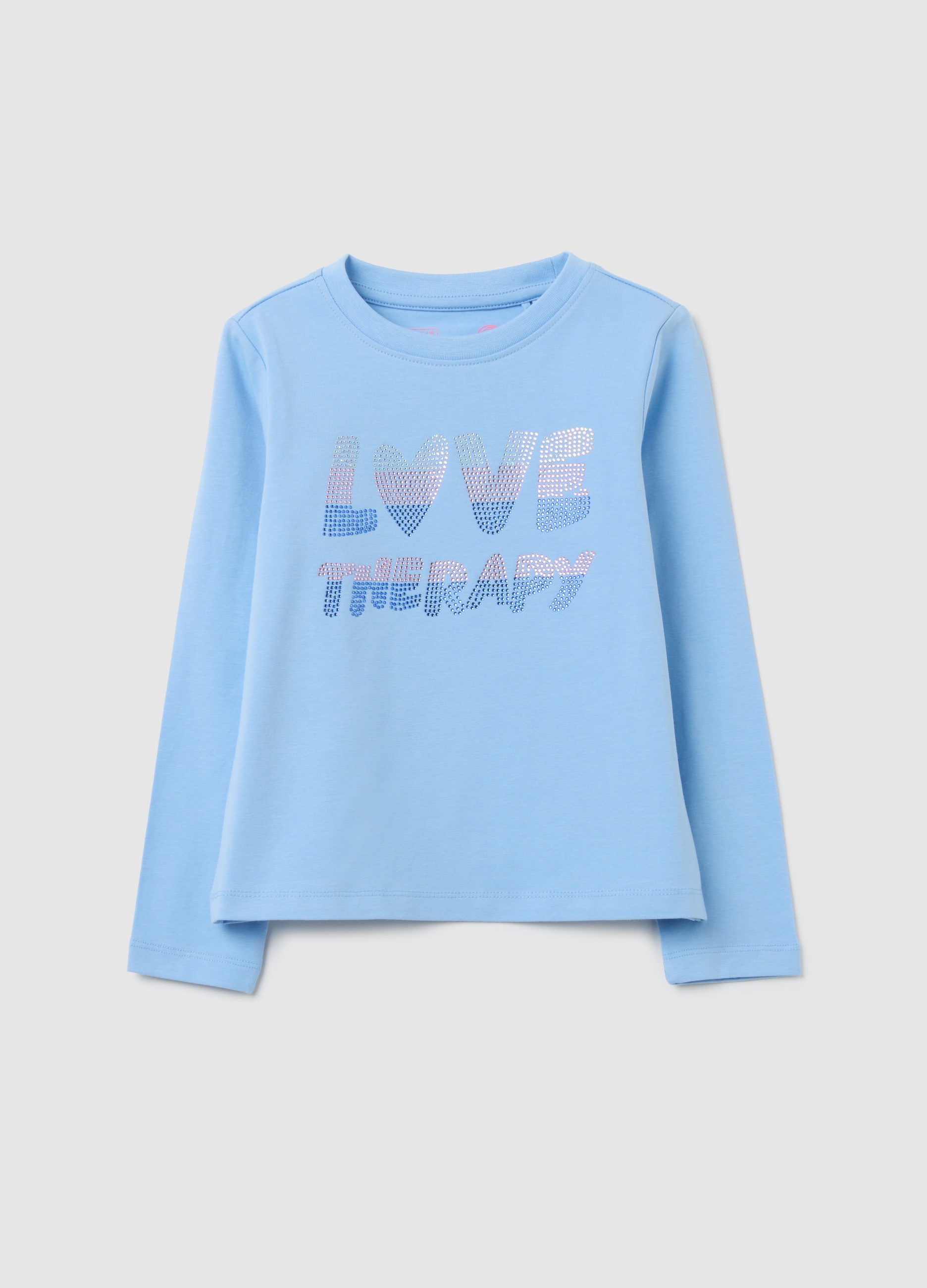 OVS, Blaues Stretch-baumwollshirt Für Mädchen Mit Regulärer Passform, Mädchen, Azurblau, Größe: 3-4