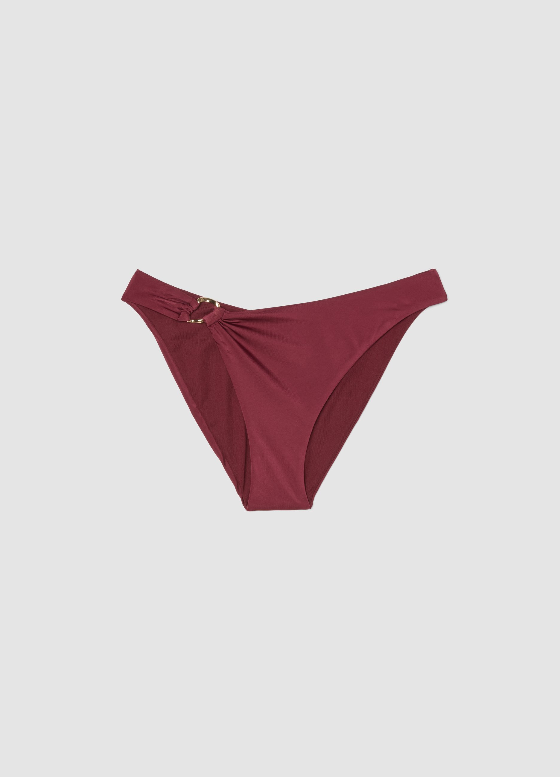 OVS, Slip Bikini In Tessuto Elasticizzato Rosso Con Anello Dorato, Donna, Rosso, Taglia: 3