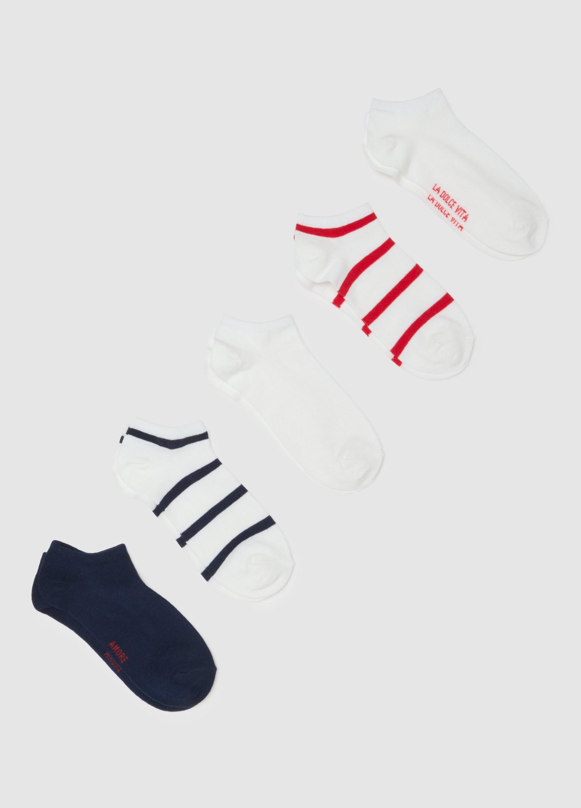 OVS, Multipack Di Cinque Calzini In Cotone Multicolor Regular Fit, Donna, Multicolor, Taglia: 39-41