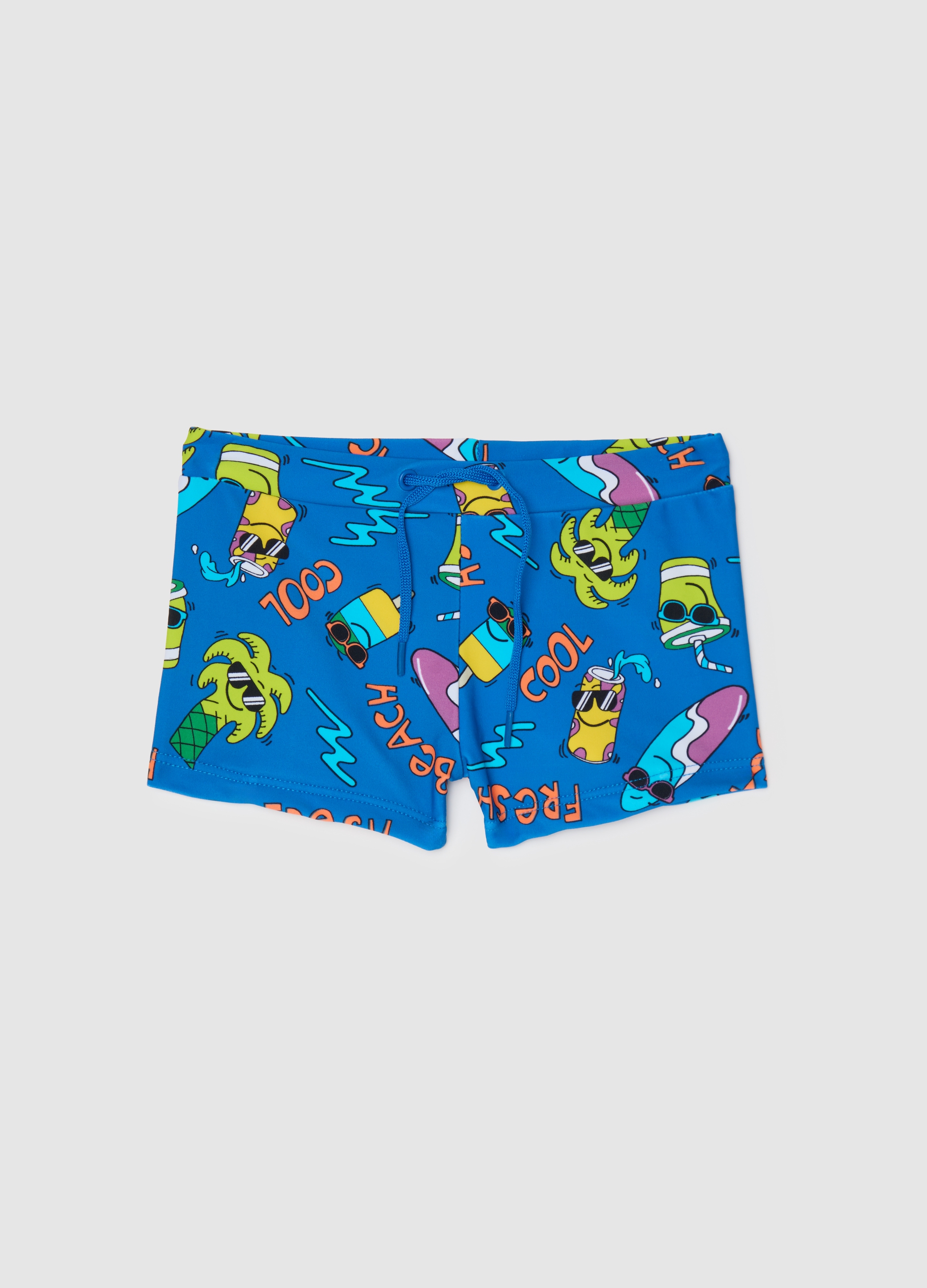 OVS, Slip Da Bagno Da Bambino In Tessuto Elasticizzato Blu, Blu, Taglia: 3-4