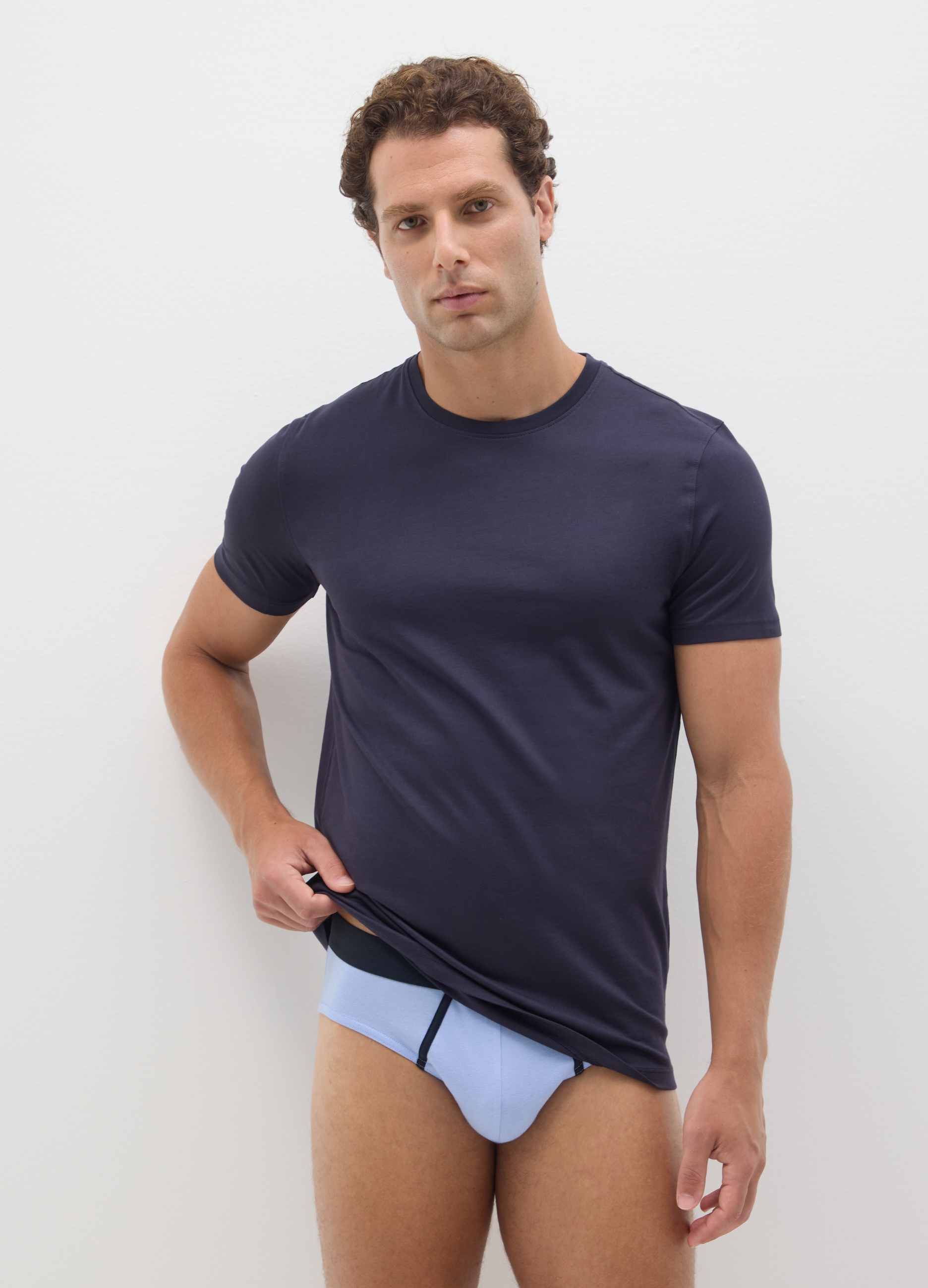 Bipack Di T-shirt In Puro Cotone Blu Regular Fit, Hombre, Azul oscuro, Talla: S