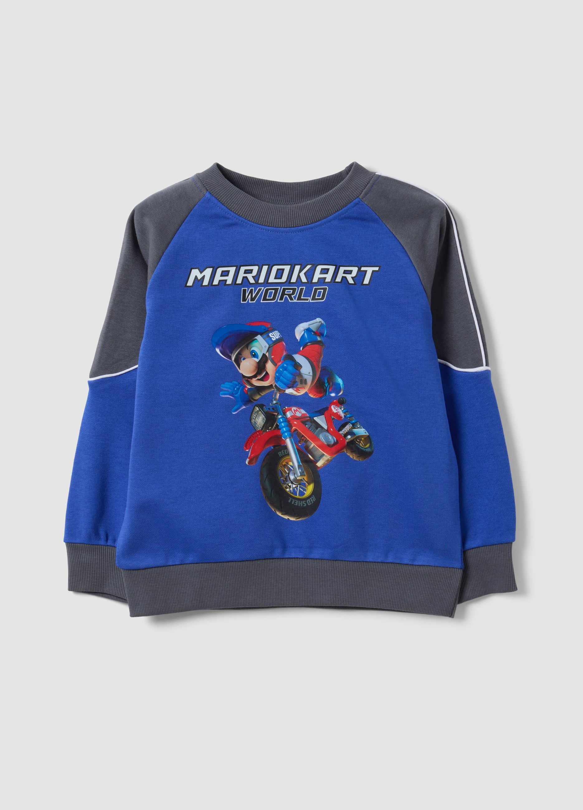 NINTENDO, Felpa Blu In Misto Cotone Con Stampa Mario Kart Over Fit, Bambino, Blu, Taglia: 5-6