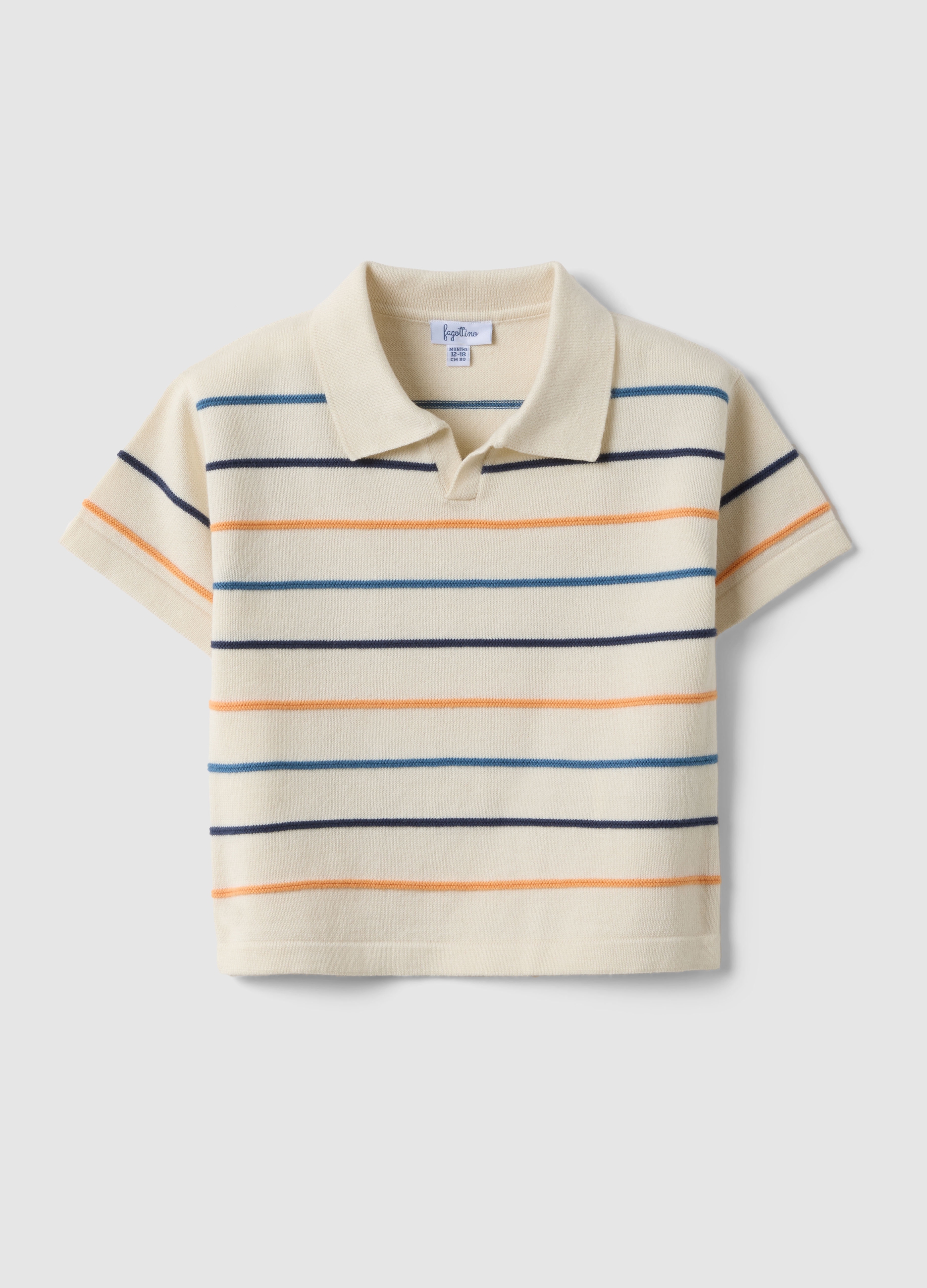 FAGOTTINO, Polo Infantil De Algodón Puro A Rayas Multicolor De Ajuste Regular, Niño, Azul/beige, Talla: 18-24