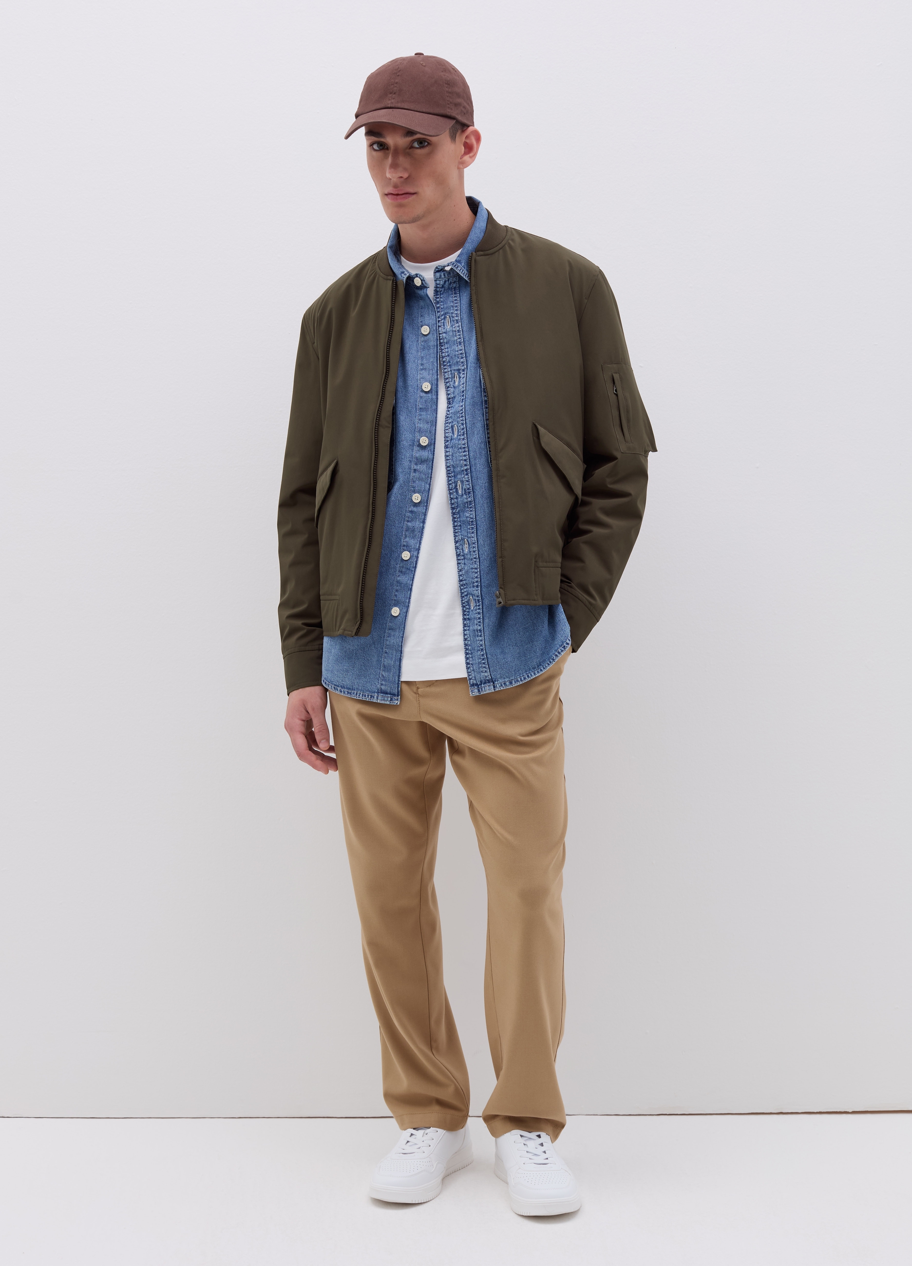 B.ANGEL, Bomber Stretch Full-zip, Uomo, Verde, Taglia: S