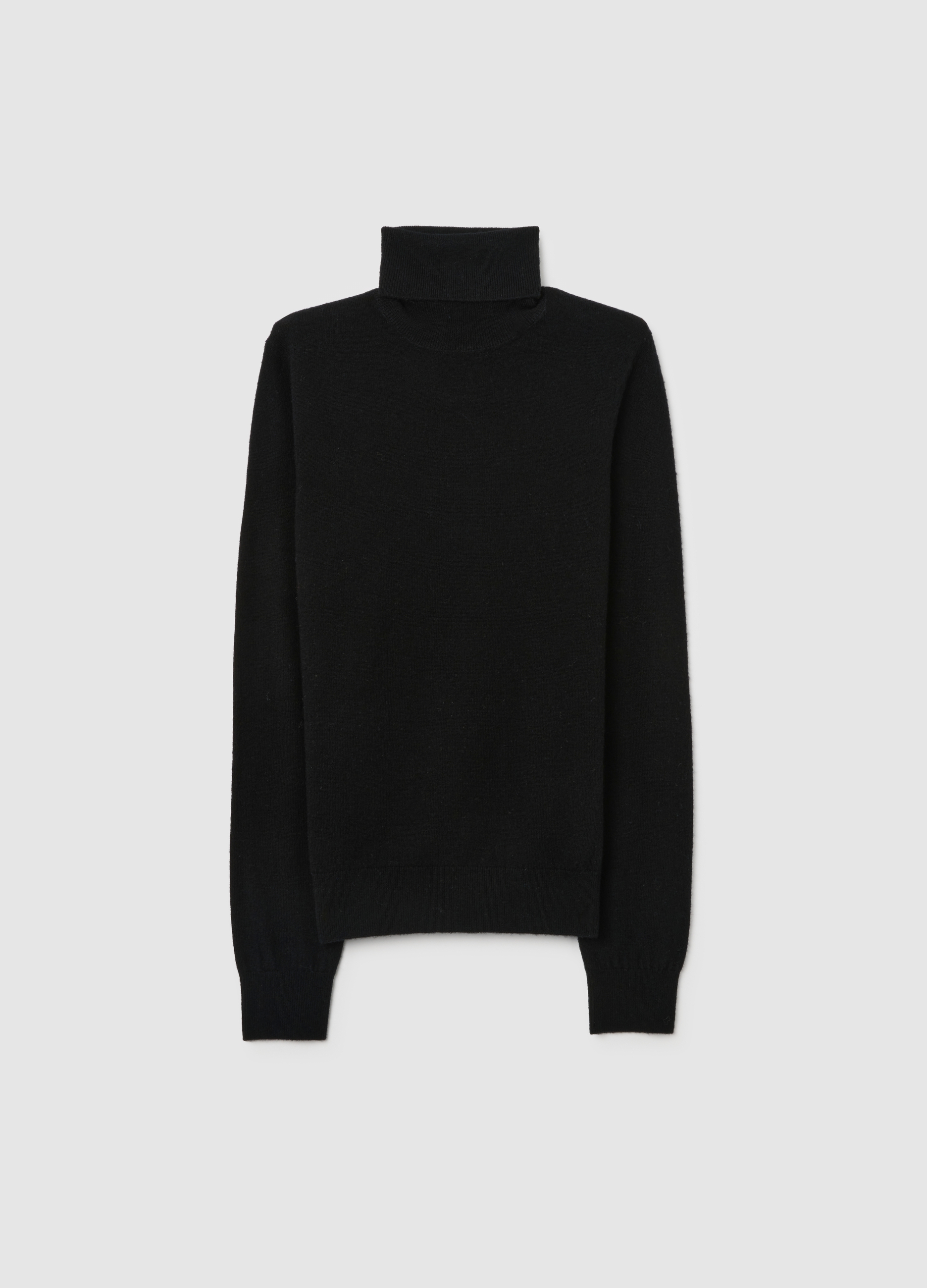 PIOMBO, Suéter Negro De Pura Lana De Cuello Alto Y Ajuste Regular, Mujer, Gunmetal, Talla: 36